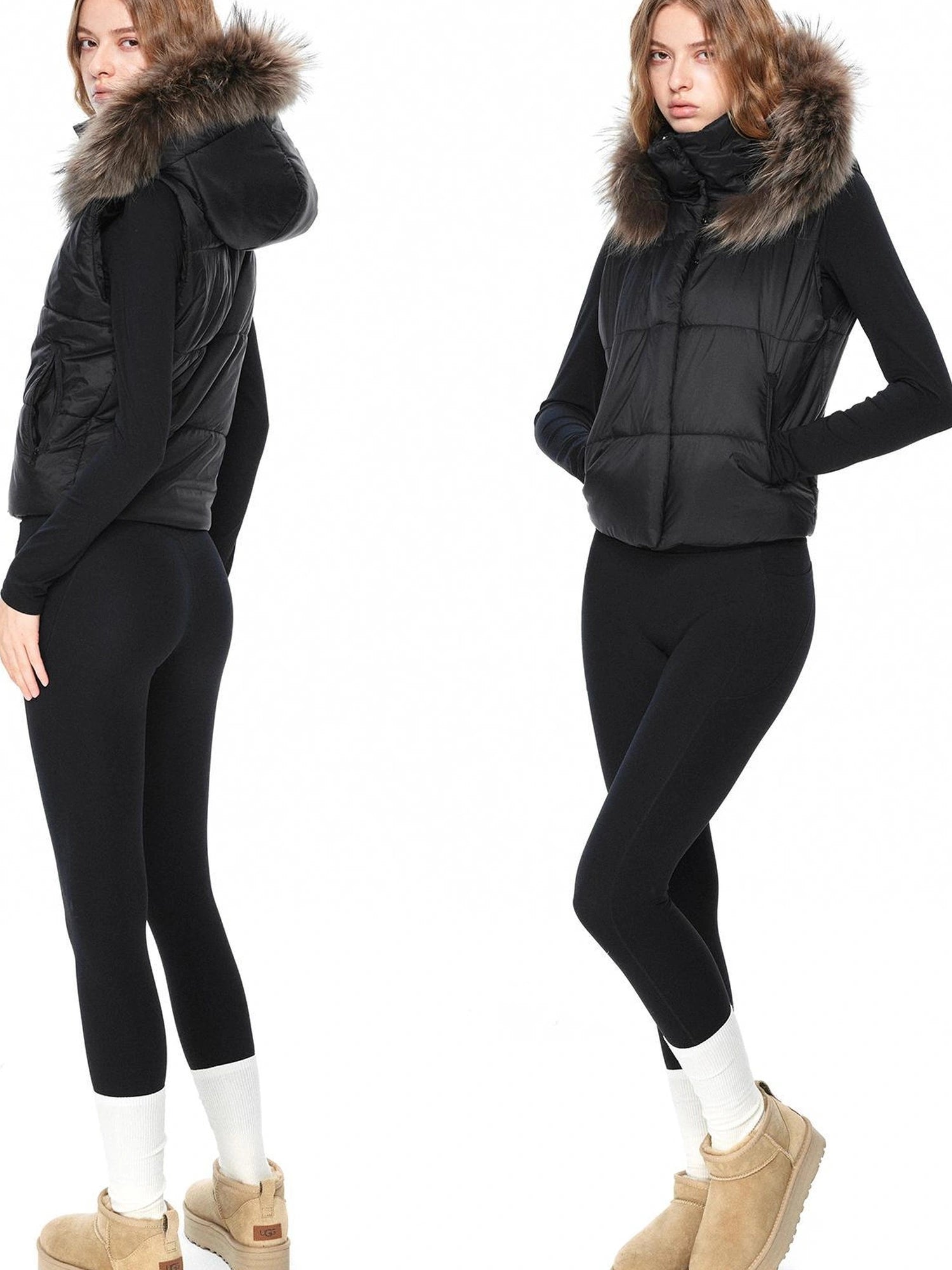 kvkv Detachable Hooded Quilted Vest