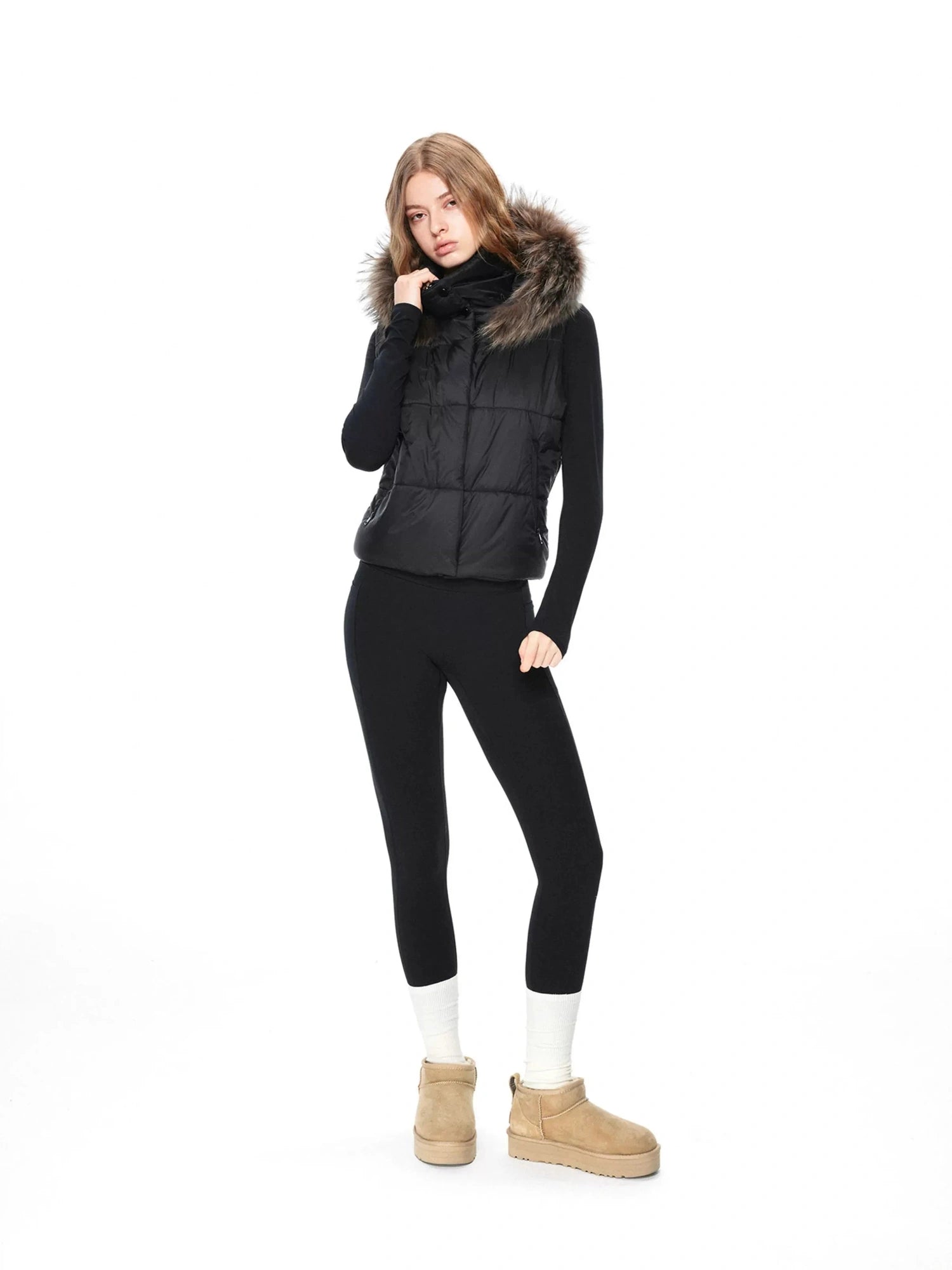 kvkv Detachable Hooded Quilted Vest