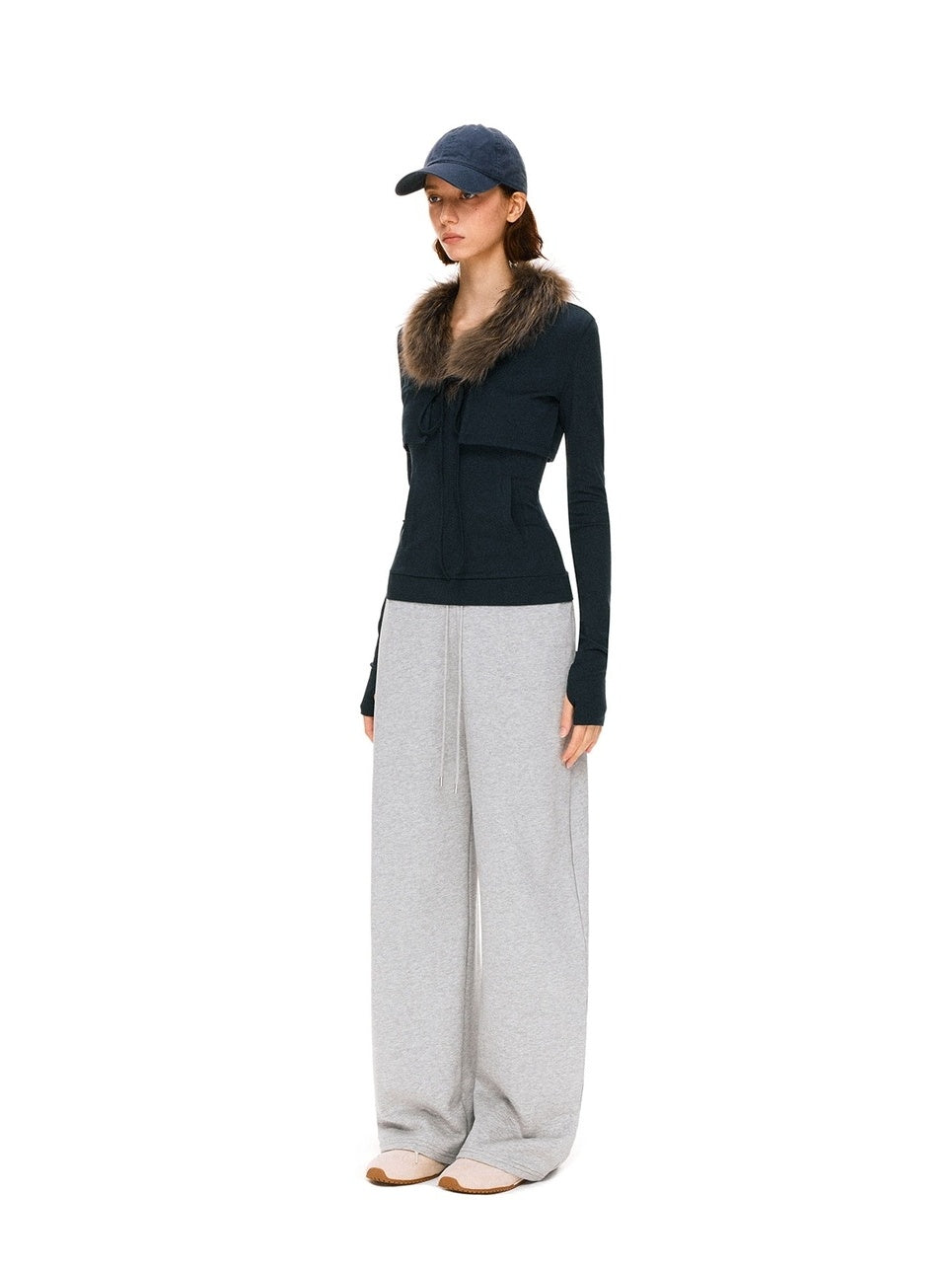 kvkv Detachable Zip Short Slim Fit Casual Womens Navy Cotton Blend Jacket