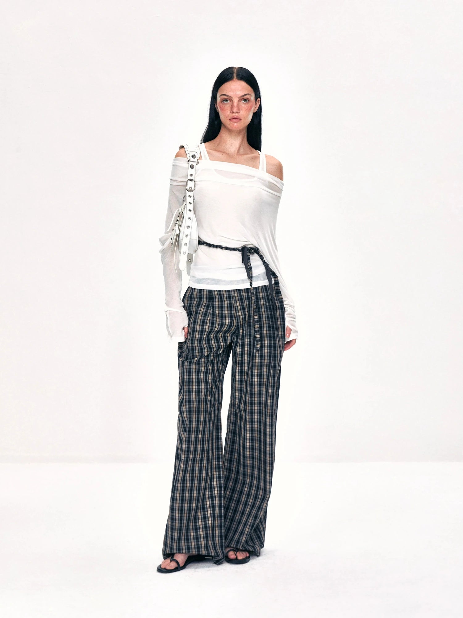 kvkv Double Layer Waistband Checkered Trousers