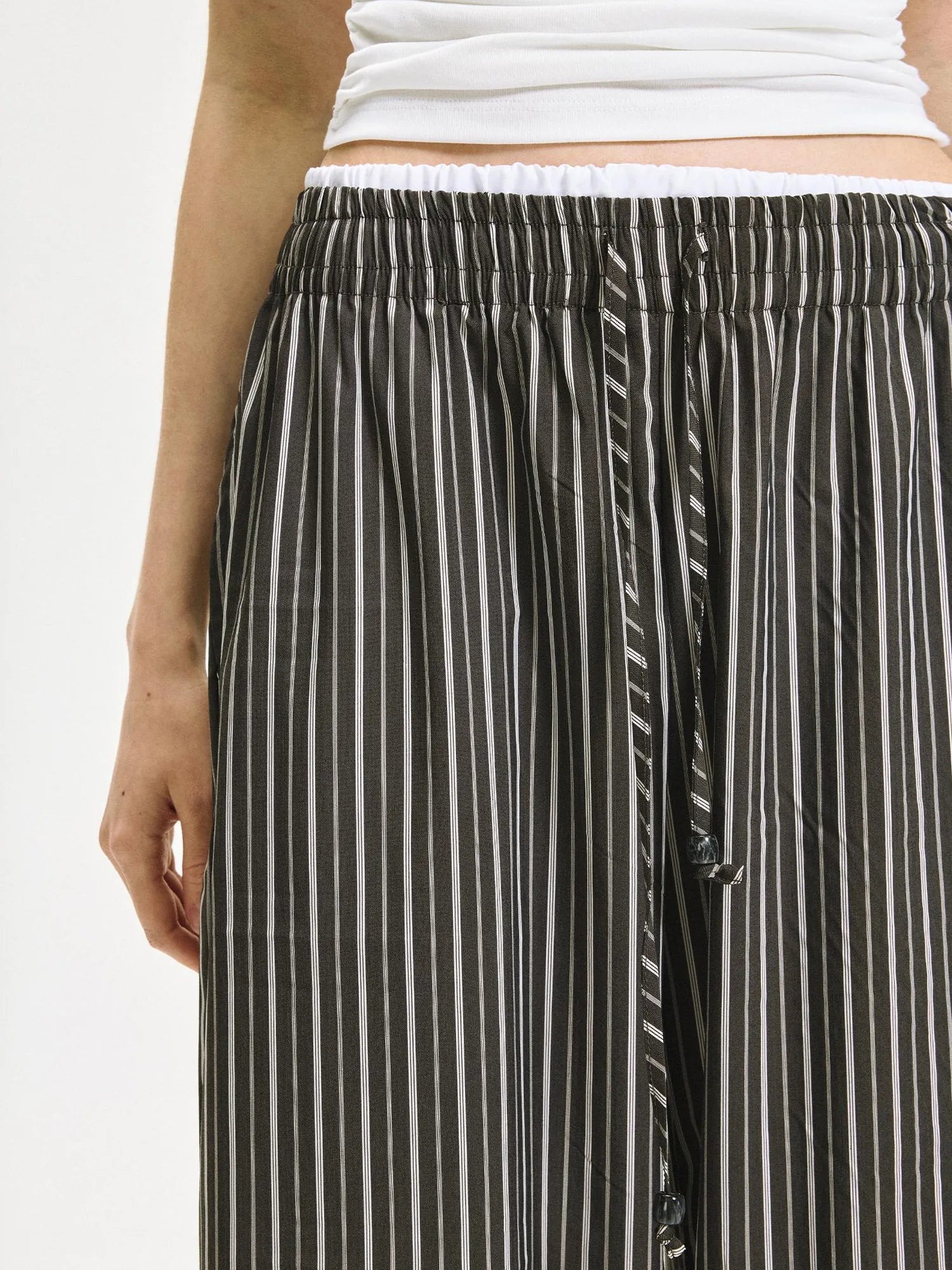 kvkv Double Waist Stripe Wide Leg Trousers
