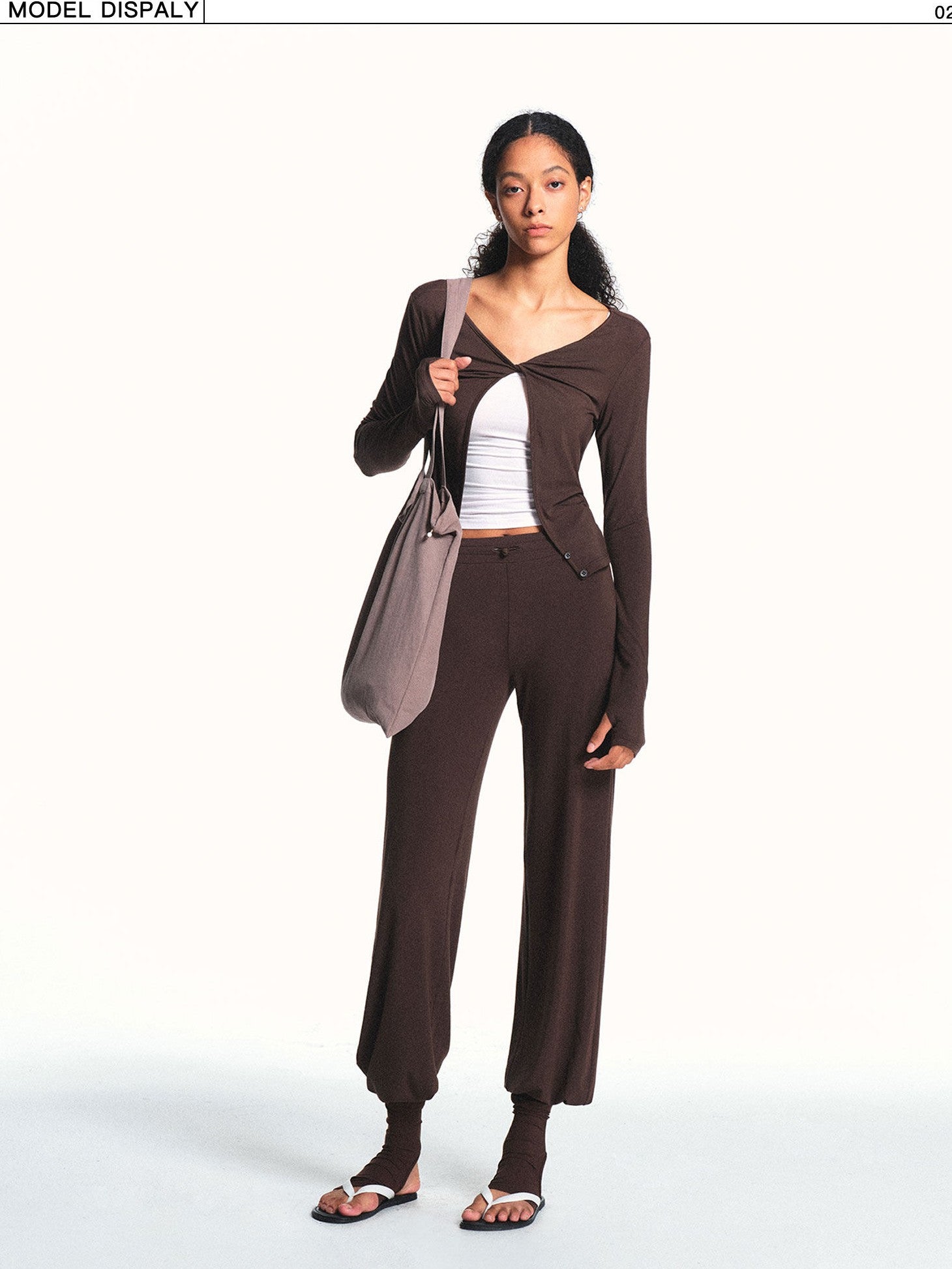 kvkv Drapey Drawstring Mid Low Waist Removable Stirrup Women&