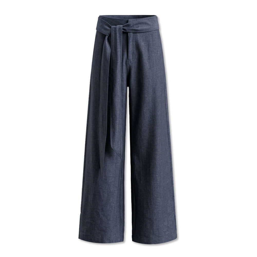 kvkv_Faux_Denim_Detachable_Tie_Structured_Drapey_Women&