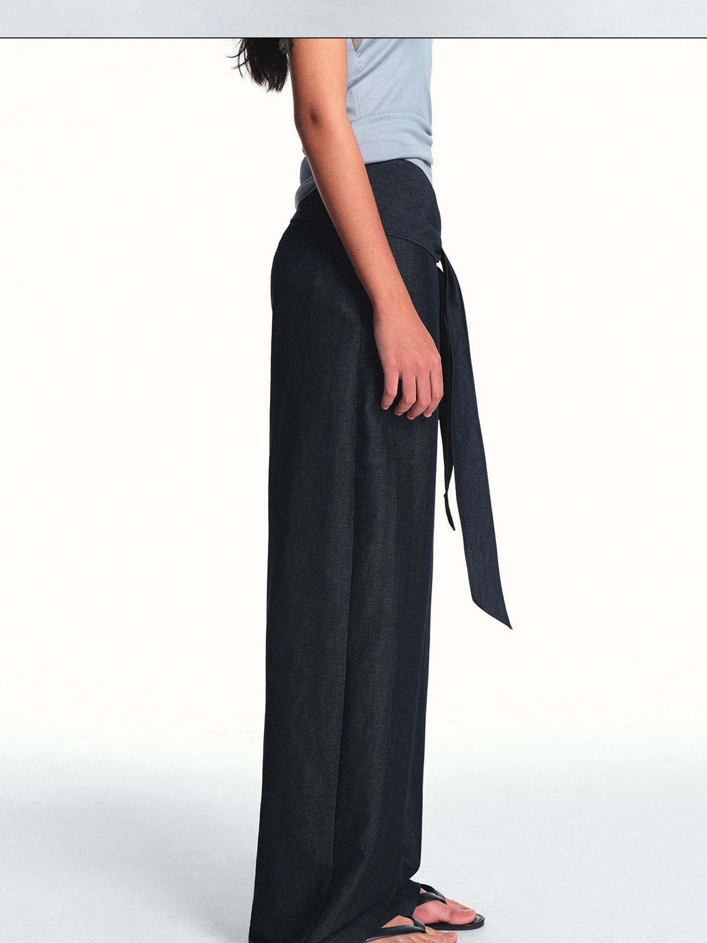 kvkv Faux Denim Detachable Tie Structured Drapey Women&
