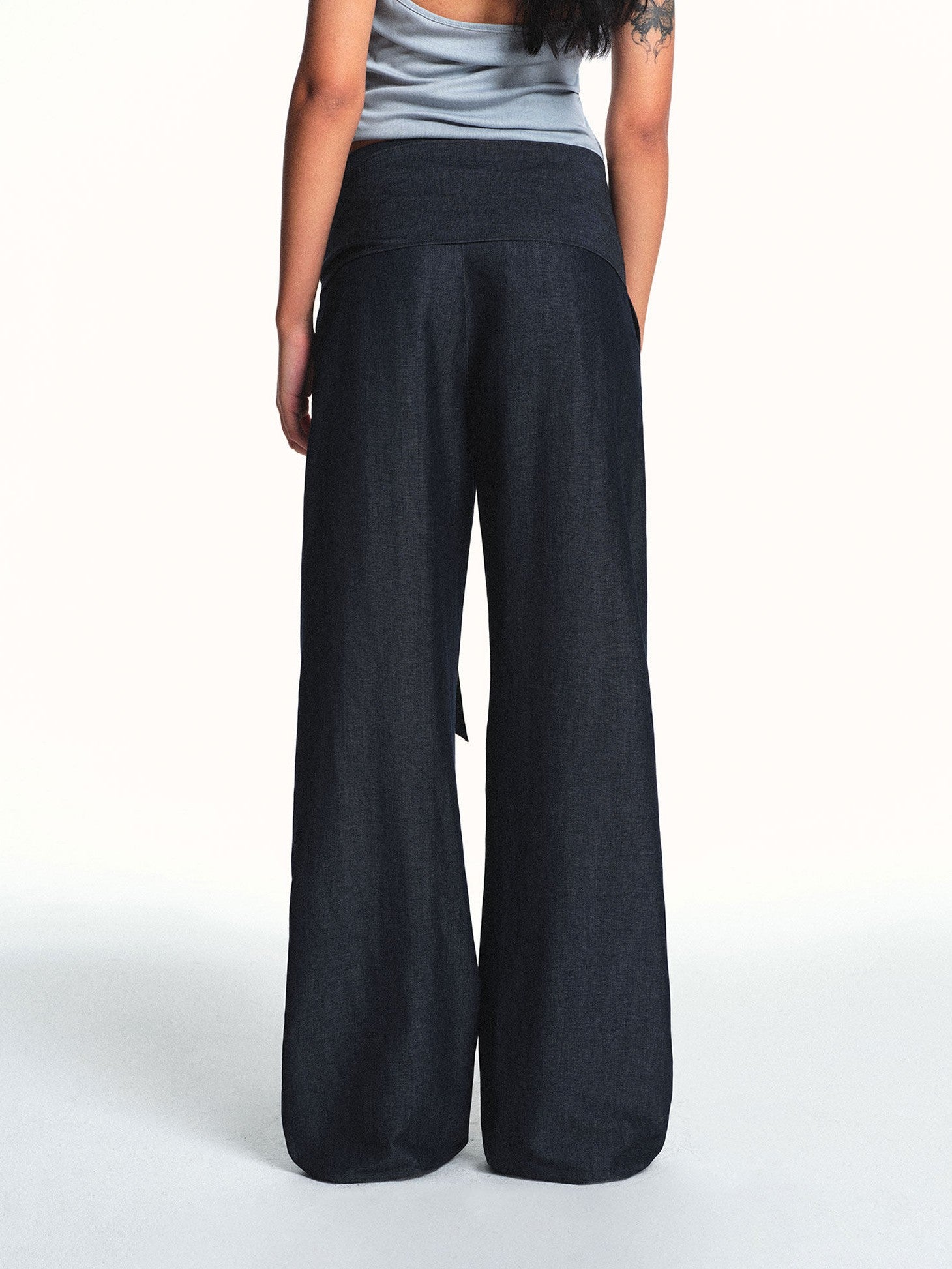 kvkv Faux Denim Detachable Tie Structured Drapey Women&