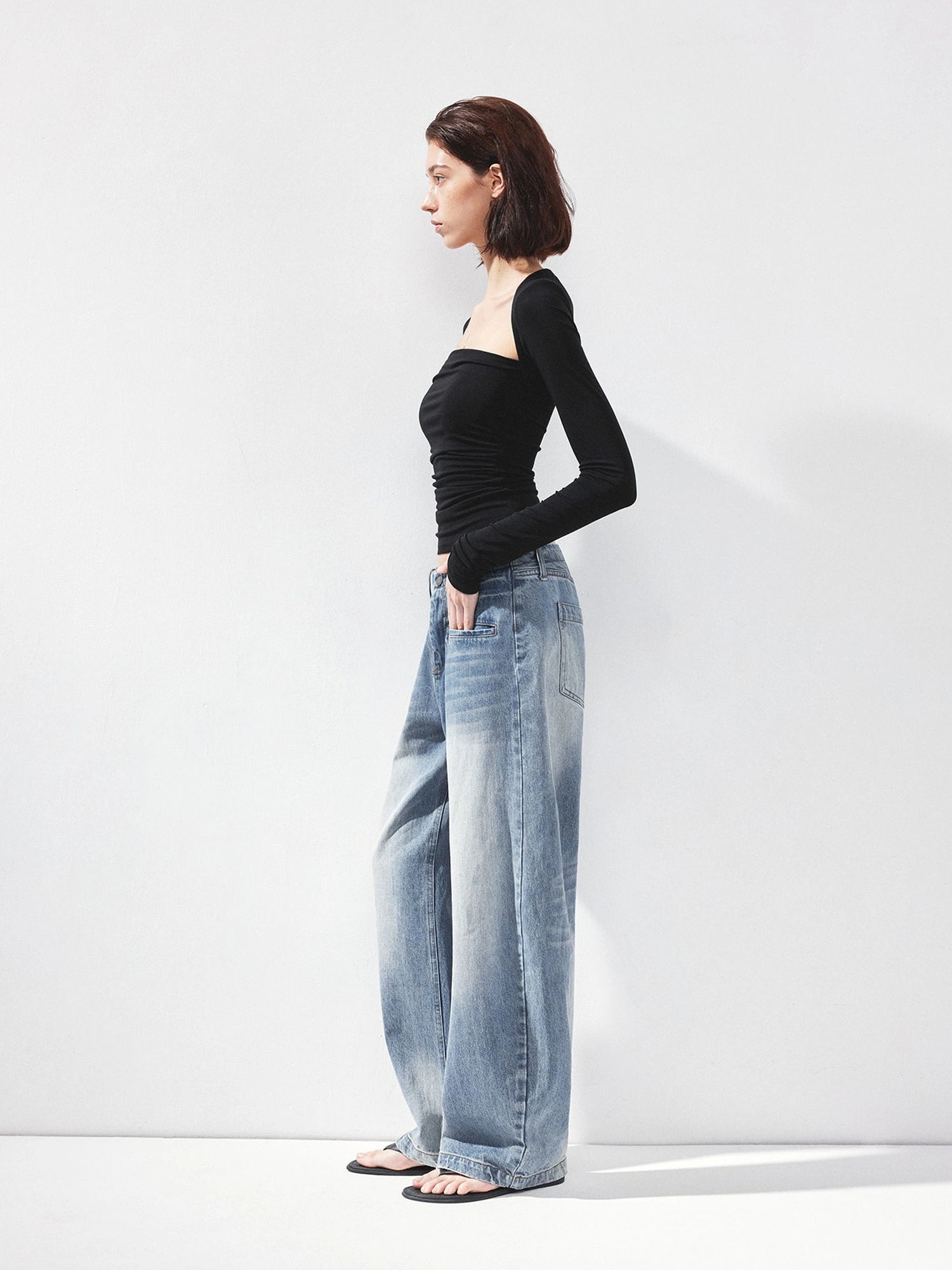 kvkv Fitted Square Neck Long Sleeve Tee