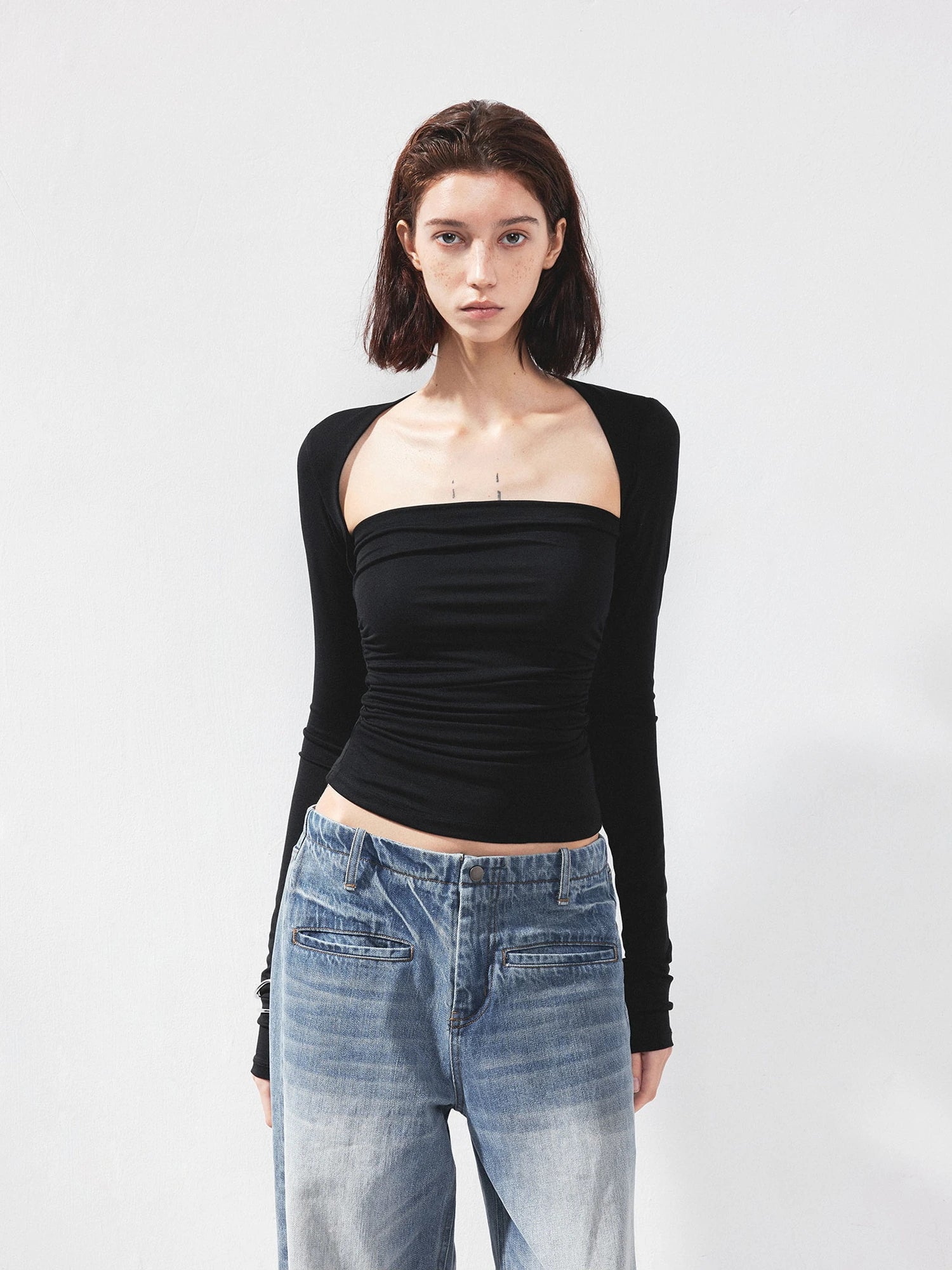 kvkv Fitted Square Neck Long Sleeve Tee