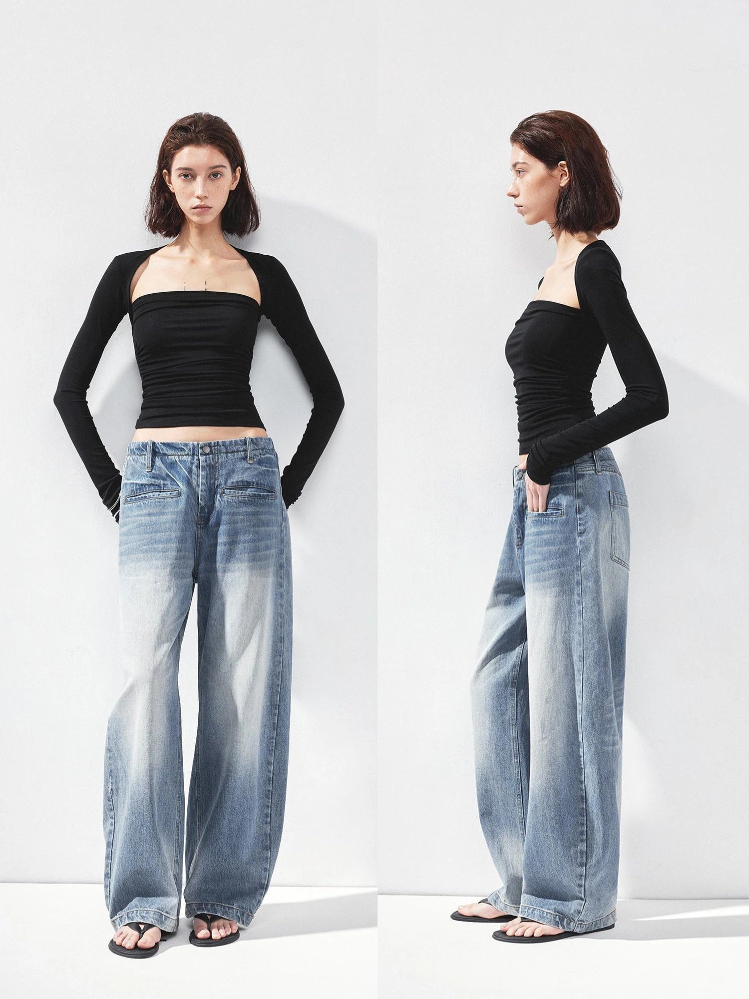 kvkv Fitted Square Neck Long Sleeve Tee