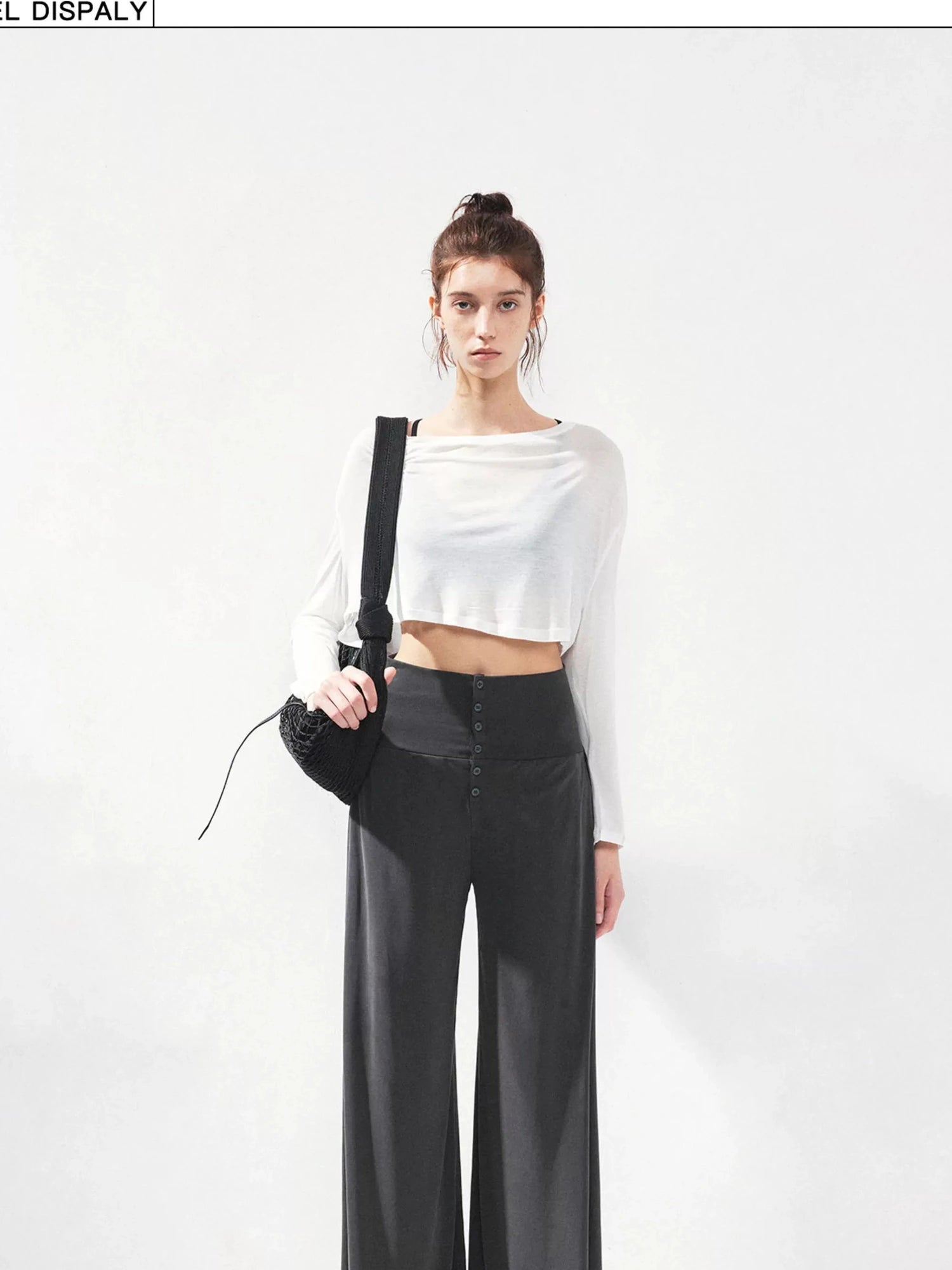 kvkv Foldable Motion Yoga Wide Ribbed Waistband Flared Tapered Pants