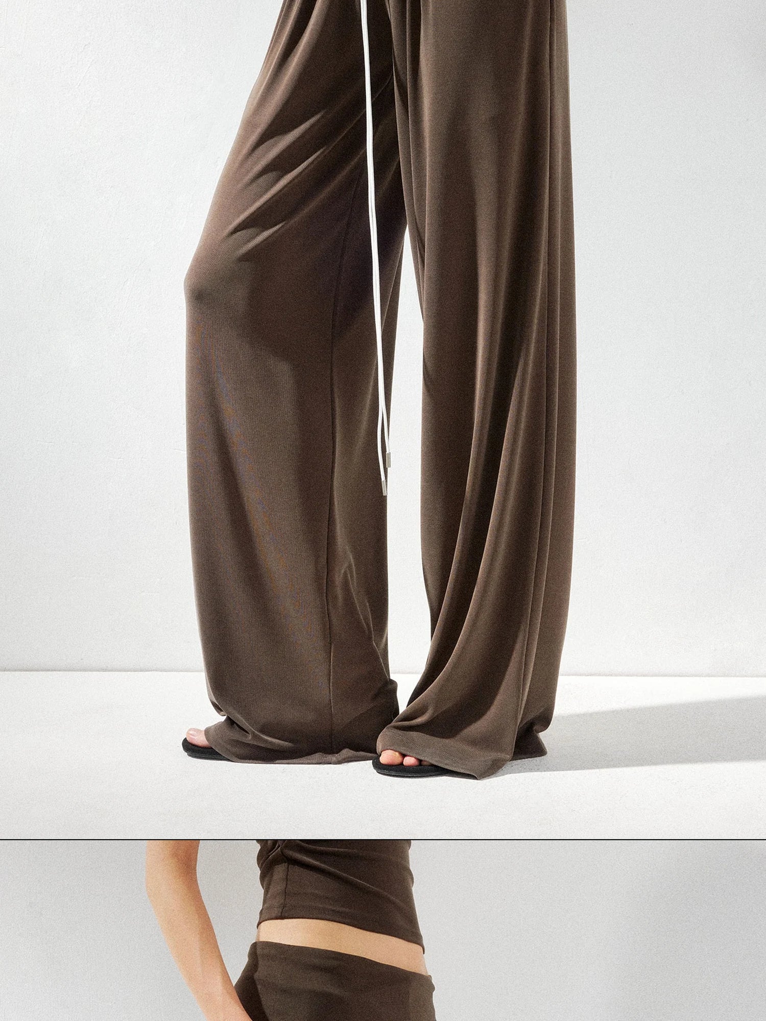 kvkv Foldable Waist Low Rise Flowy Yoga Pants