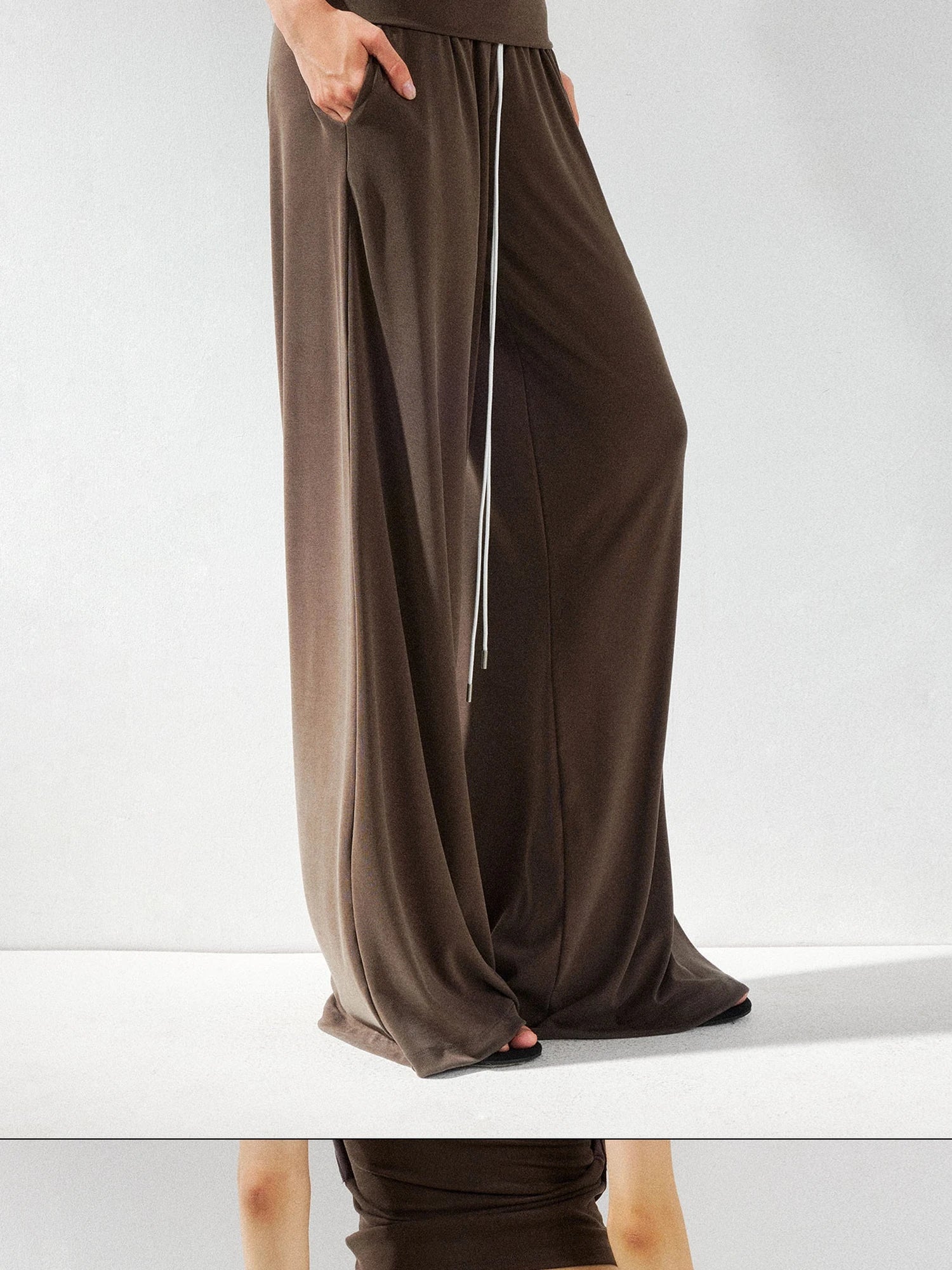 kvkv Foldable Waist Low Rise Flowy Yoga Pants