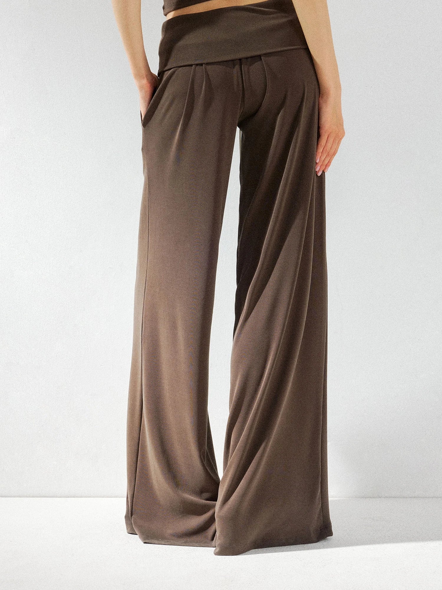 kvkv Foldable Waist Low Rise Flowy Yoga Pants