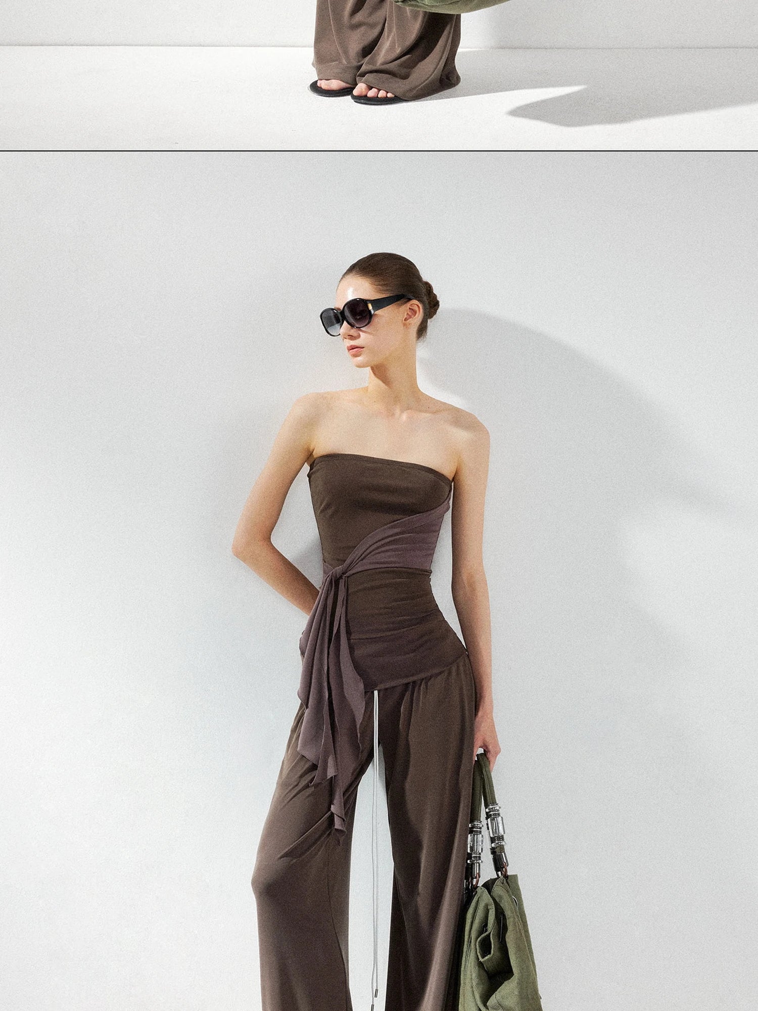 kvkv Foldable Waist Low Rise Flowy Yoga Pants