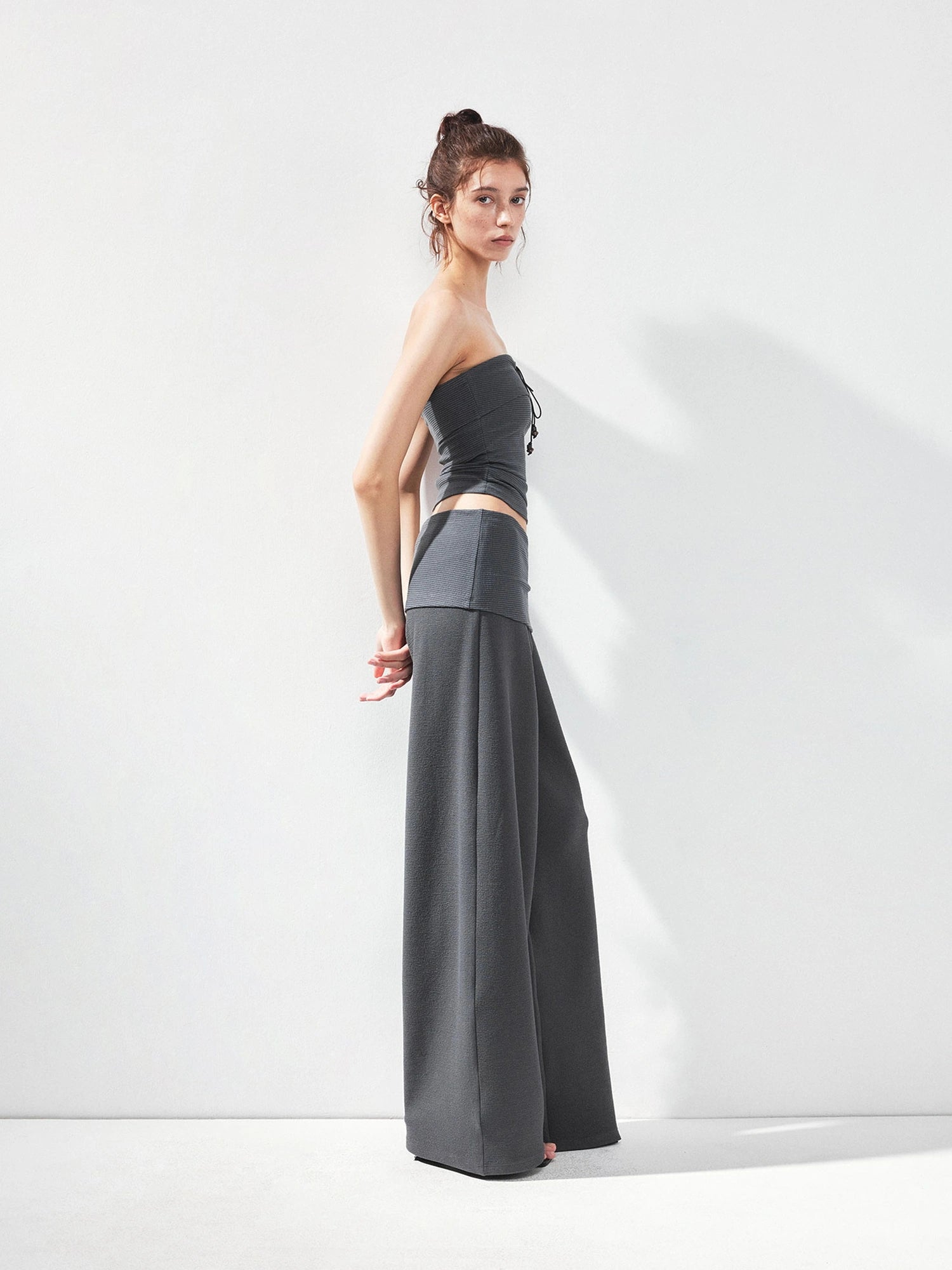 kvkv Folded Waistband Wide Leg Trousers