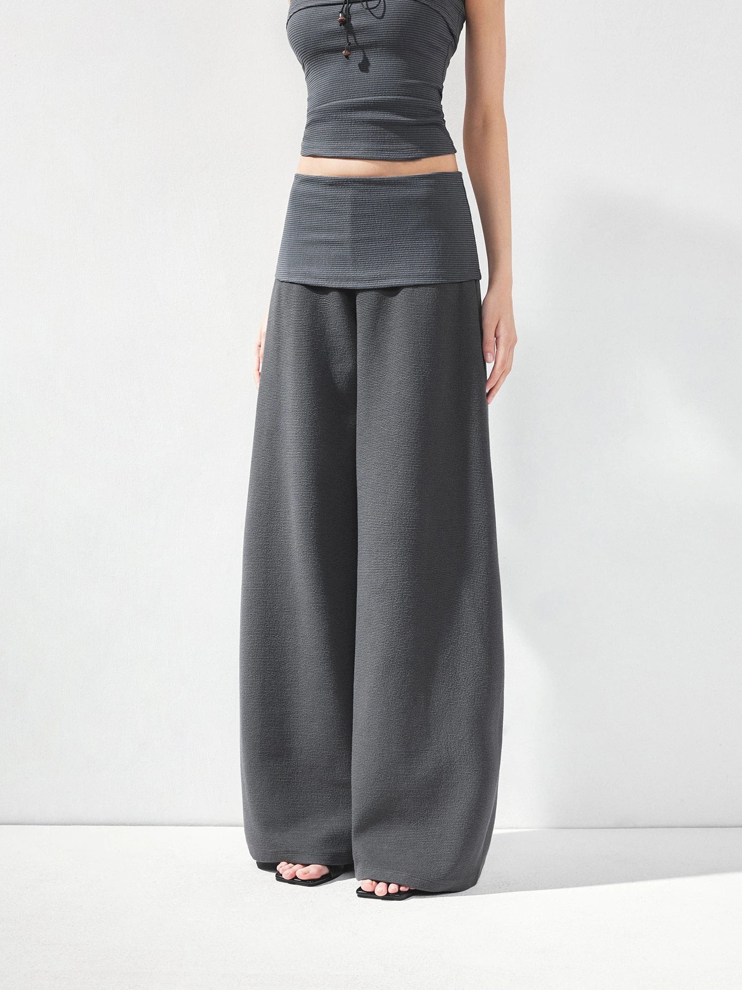 kvkv Folded Waistband Wide Leg Trousers