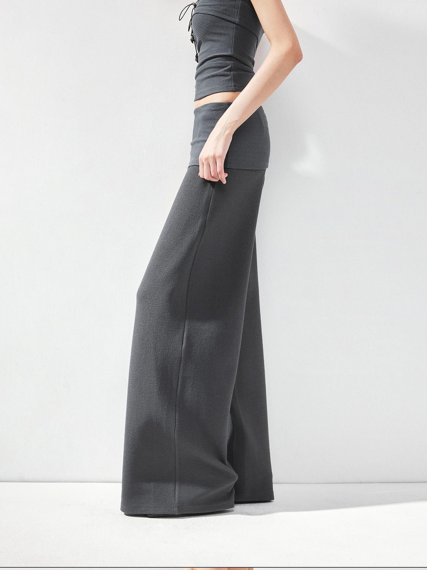 kvkv Folded Waistband Wide Leg Trousers