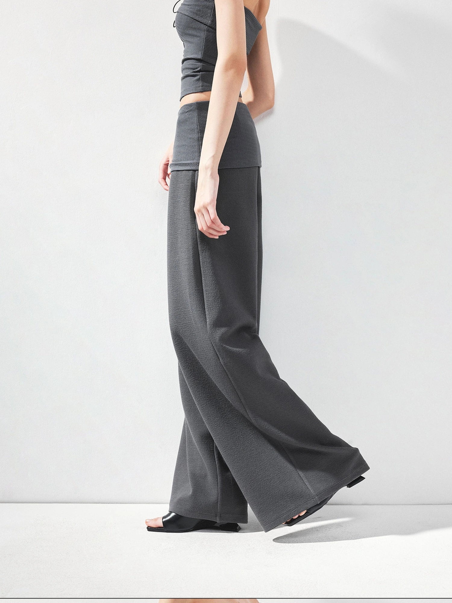 kvkv Folded Waistband Wide Leg Trousers
