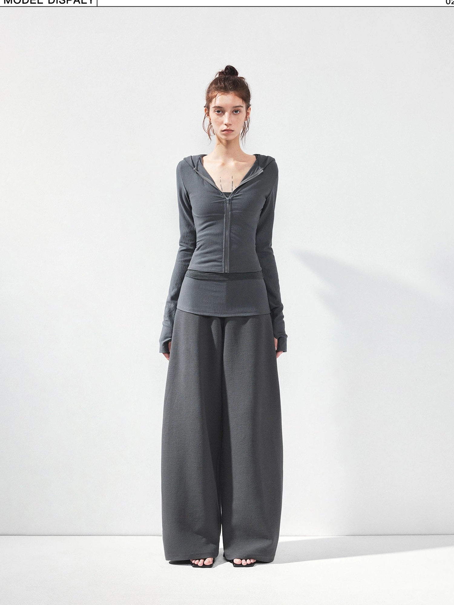 kvkv Folded Waistband Wide Leg Trousers