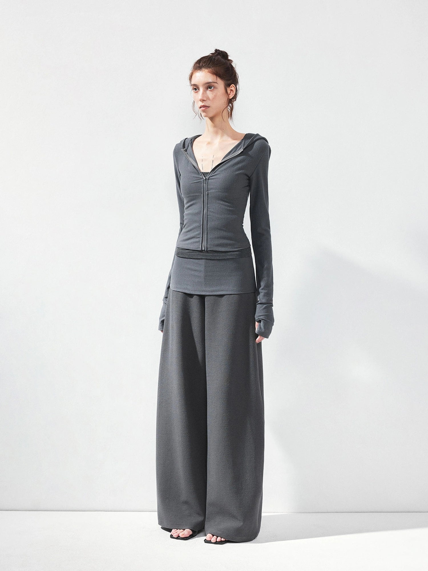 kvkv Folded Waistband Wide Leg Trousers