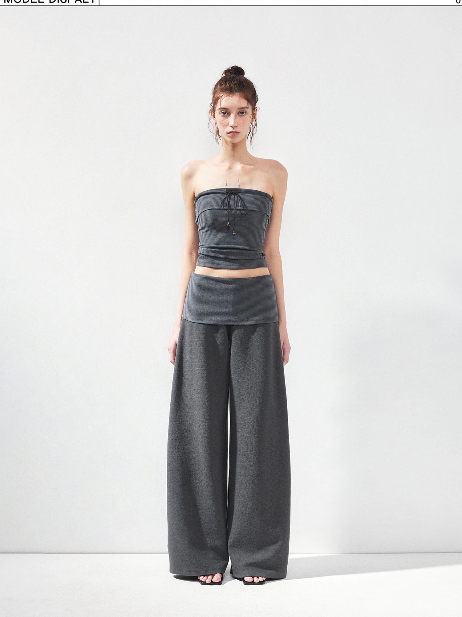 kvkv Folded Waistband Wide Leg Trousers