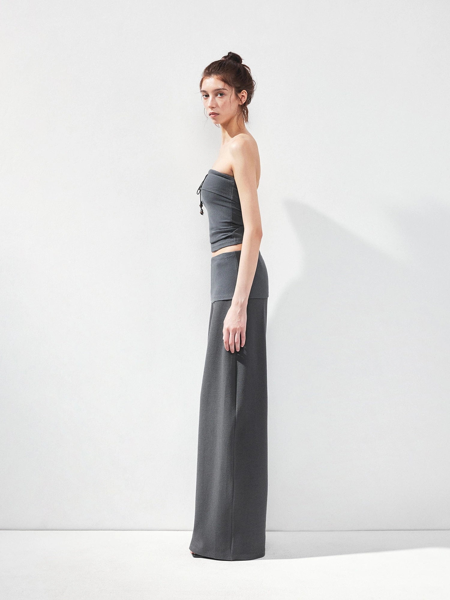 kvkv Folded Waistband Wide Leg Trousers