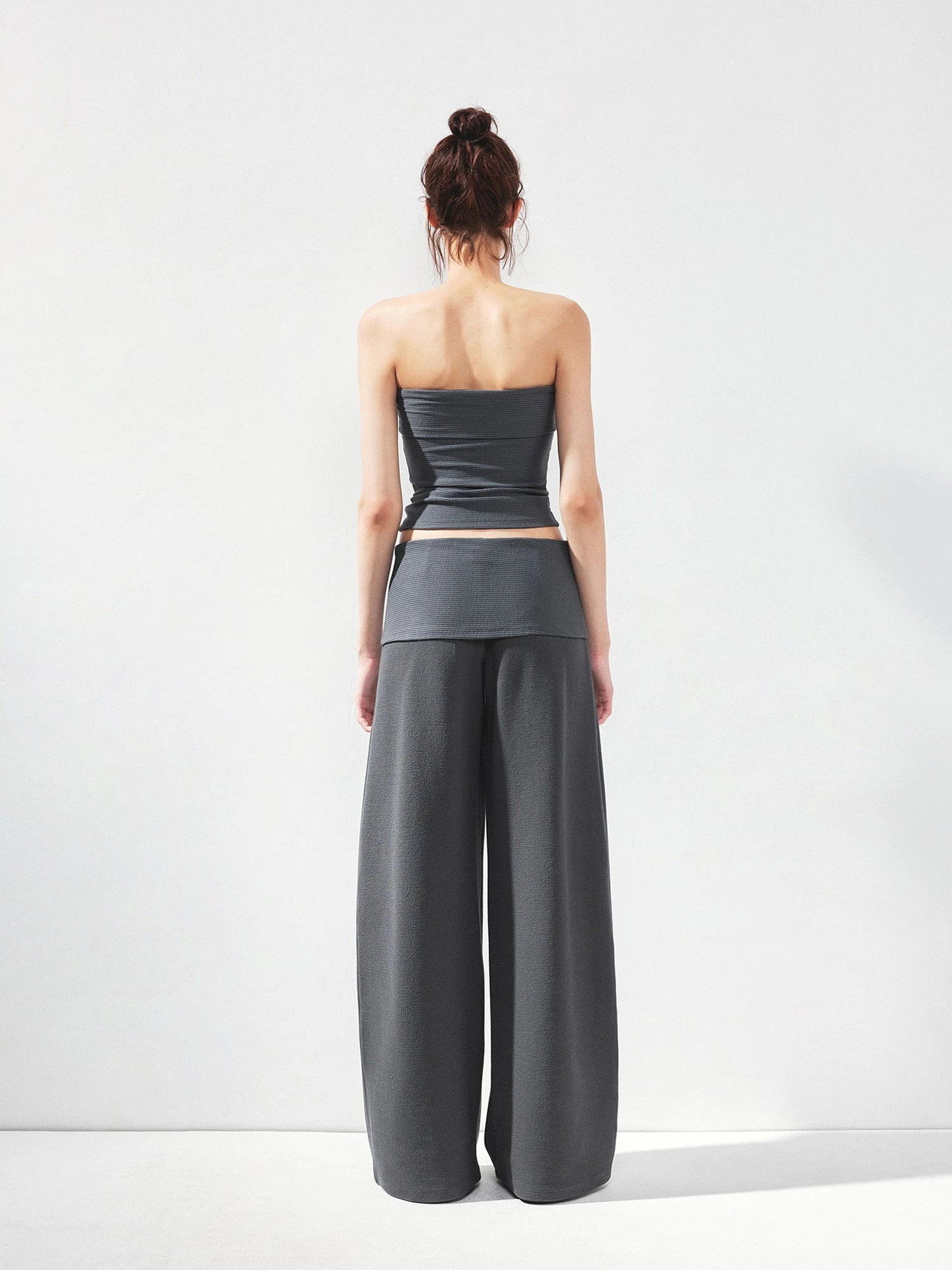 kvkv Folded Waistband Wide Leg Trousers
