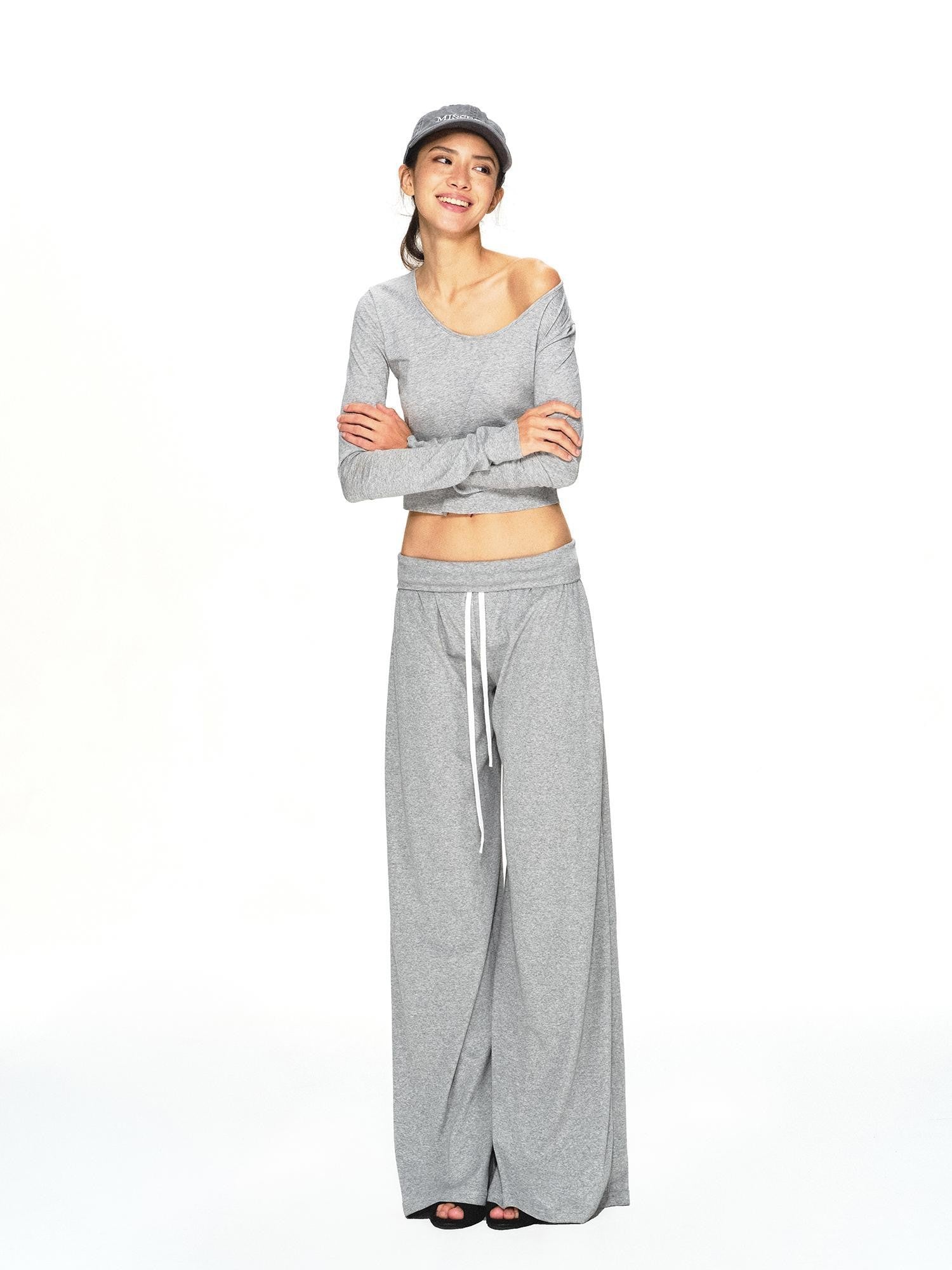 kvkv Gray Breathable Slanted Shoulder Wide Hem Women&