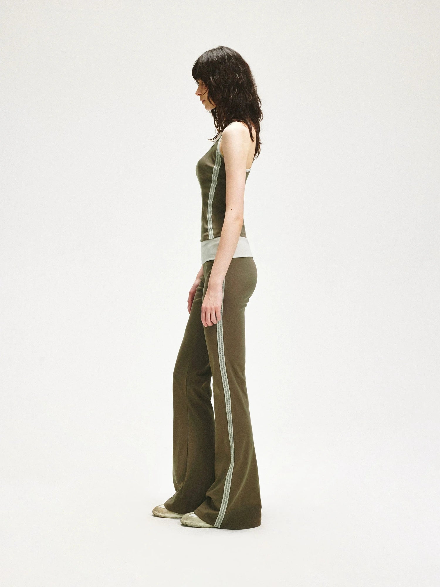 KVKV Yoga Clothing Brand - Gray Green Mesh Paneled Camisole