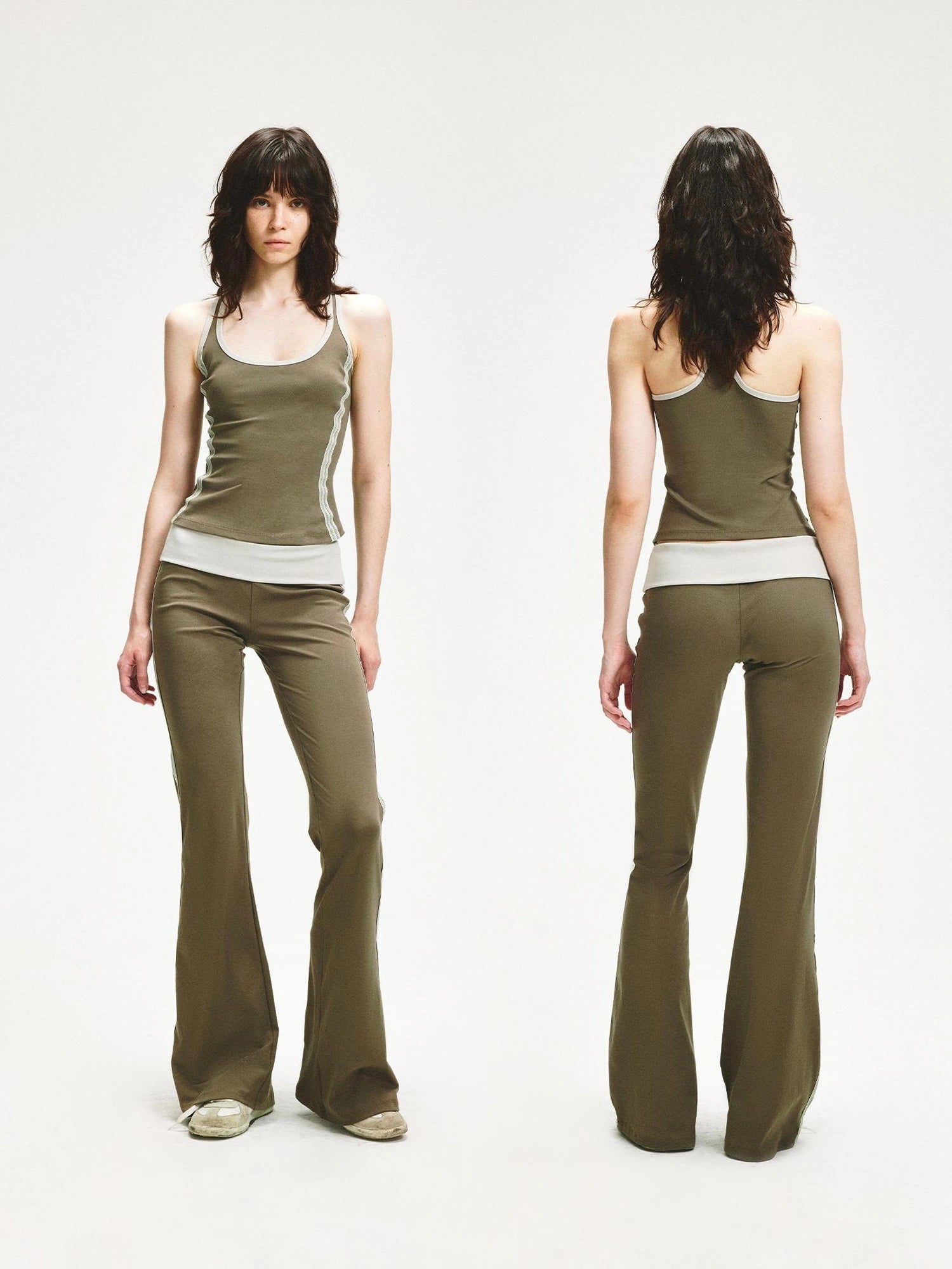 KVKV Yoga Clothing Brand - Gray Green Mesh Paneled Camisole