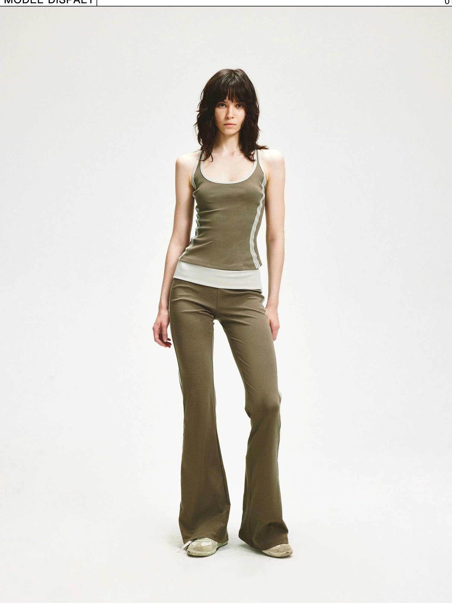 KVKV Yoga Clothing Brand - Gray Green Mesh Paneled Camisole