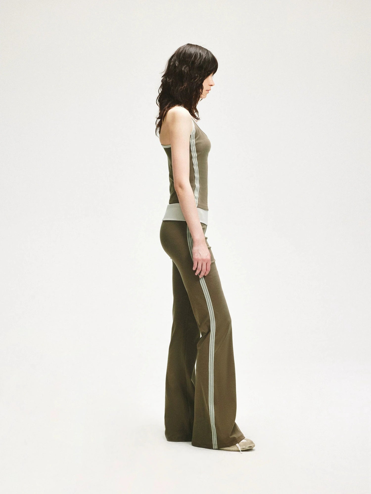 KVKV Yoga Clothing Brand - Gray Green Mesh Paneled Camisole