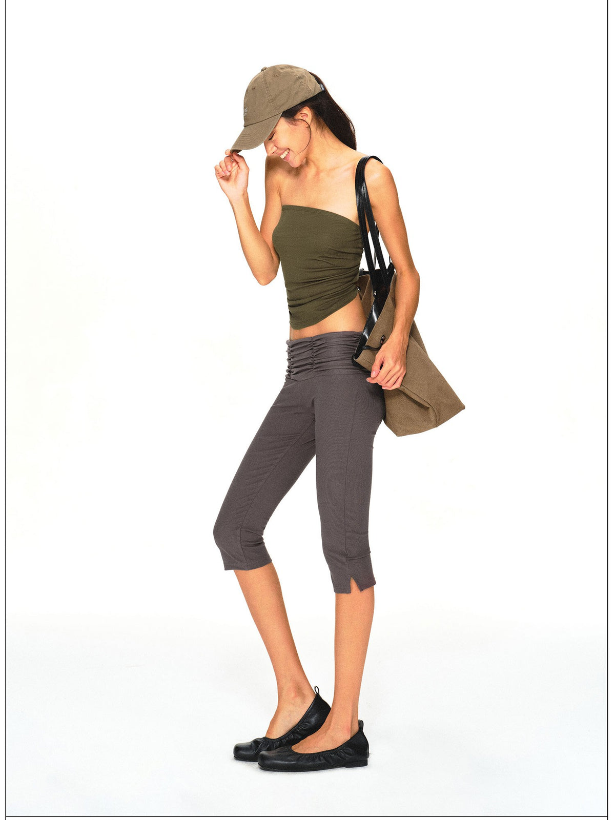 kvkv Gray Stacked Pleated Wide Waist Slim Fit Women&