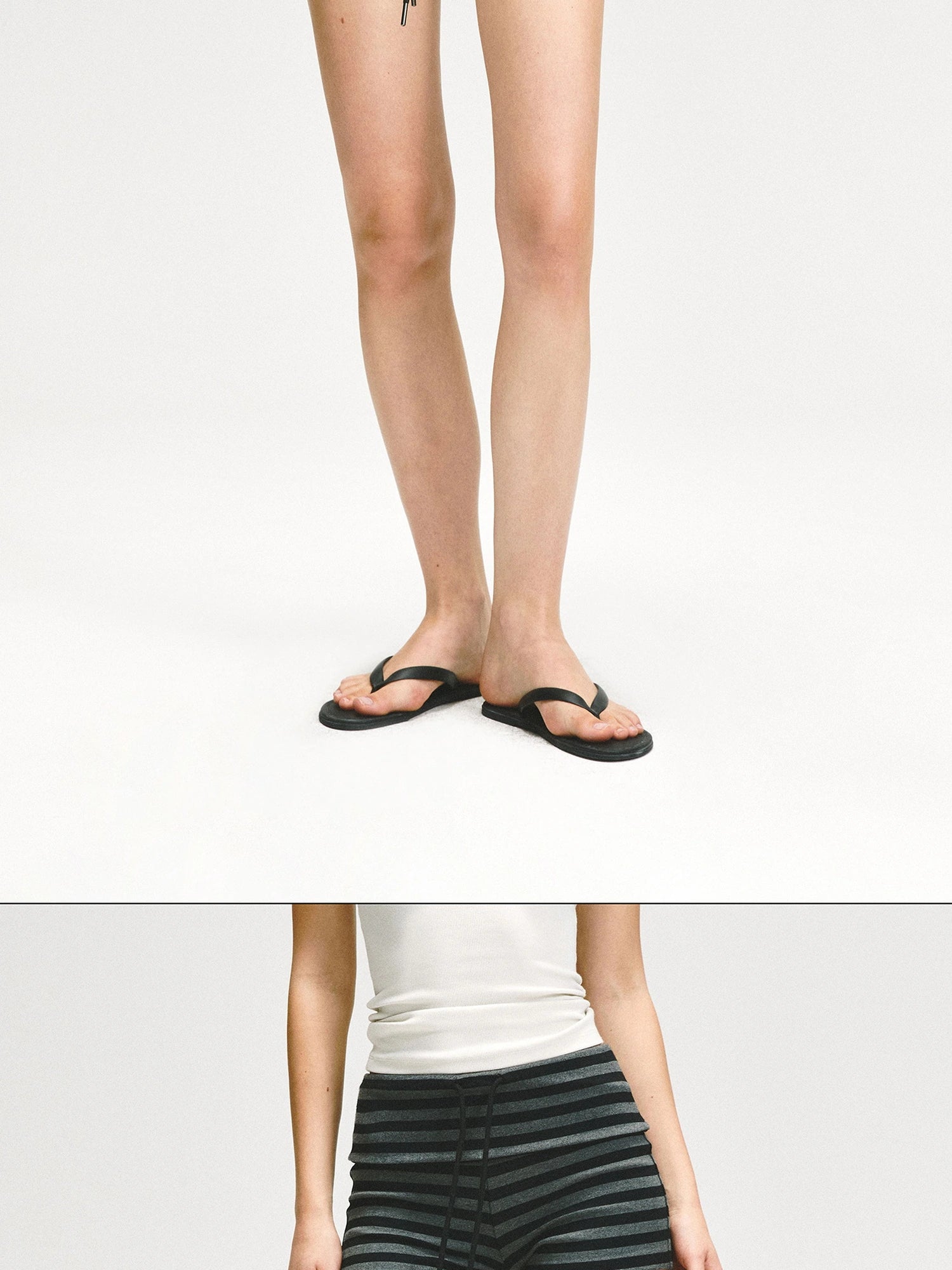 kvkv Gray Stripe Flipped Waist Sports Shorts