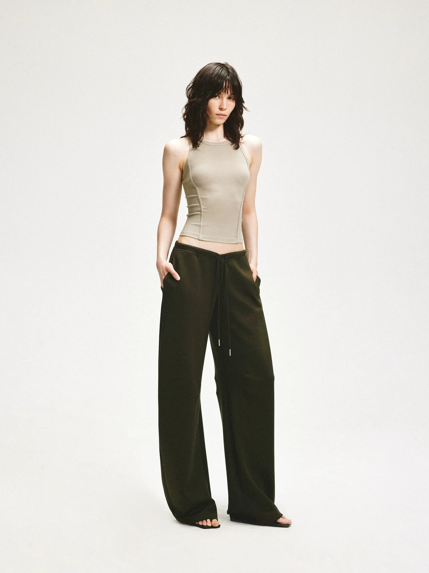 KVKV Yoga Clothing Brand - Gray Wheat Ribbed Yoga Tank Top