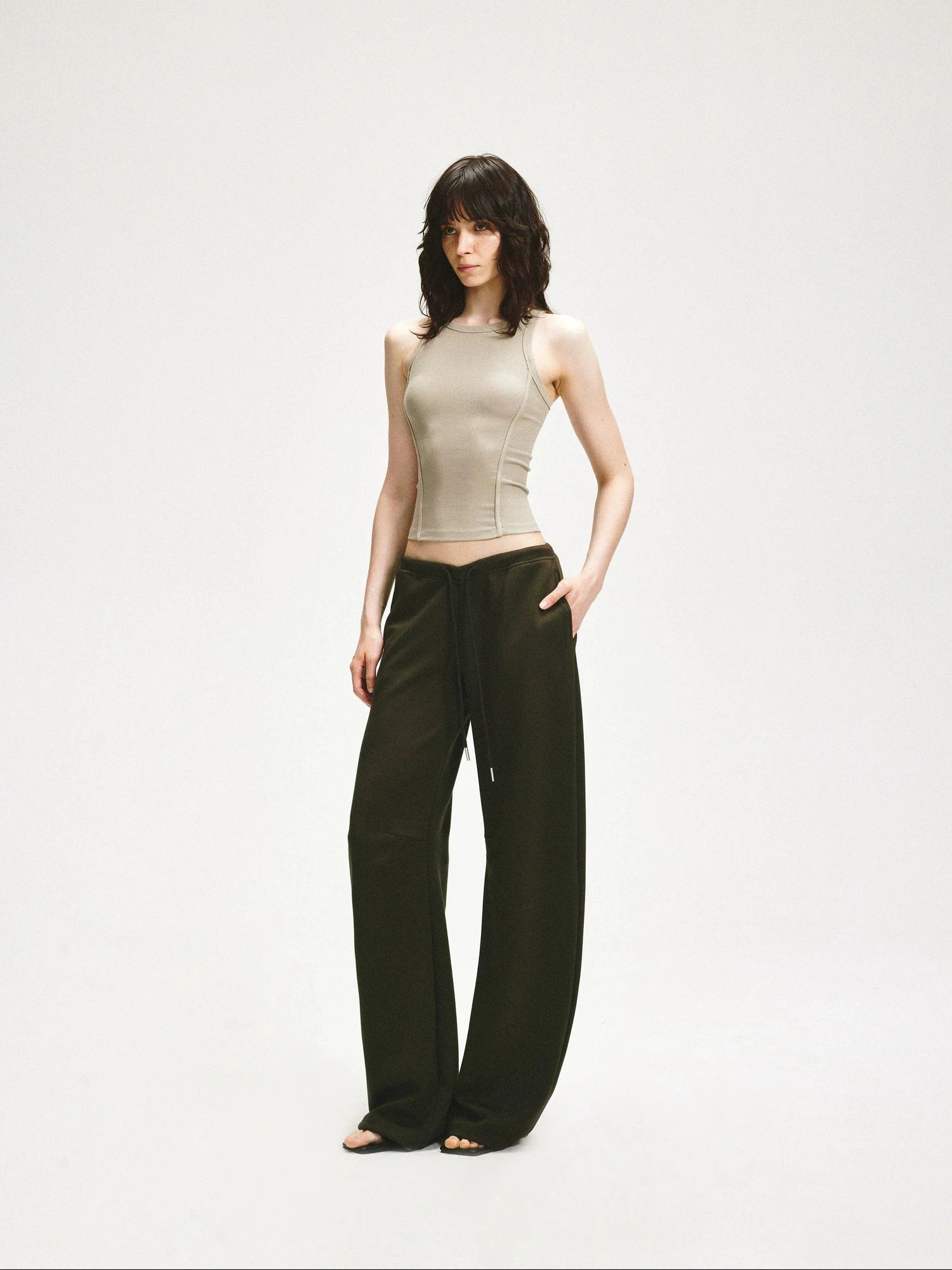 KVKV Yoga Clothing Brand - Gray Wheat Ribbed Yoga Tank Top