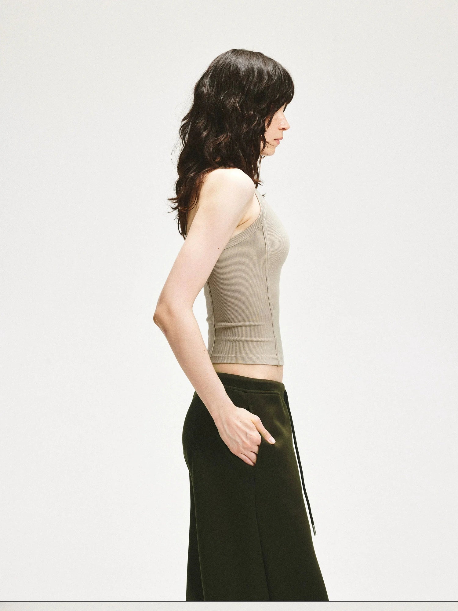 KVKV Yoga Clothing Brand - Gray Wheat Ribbed Yoga Tank Top