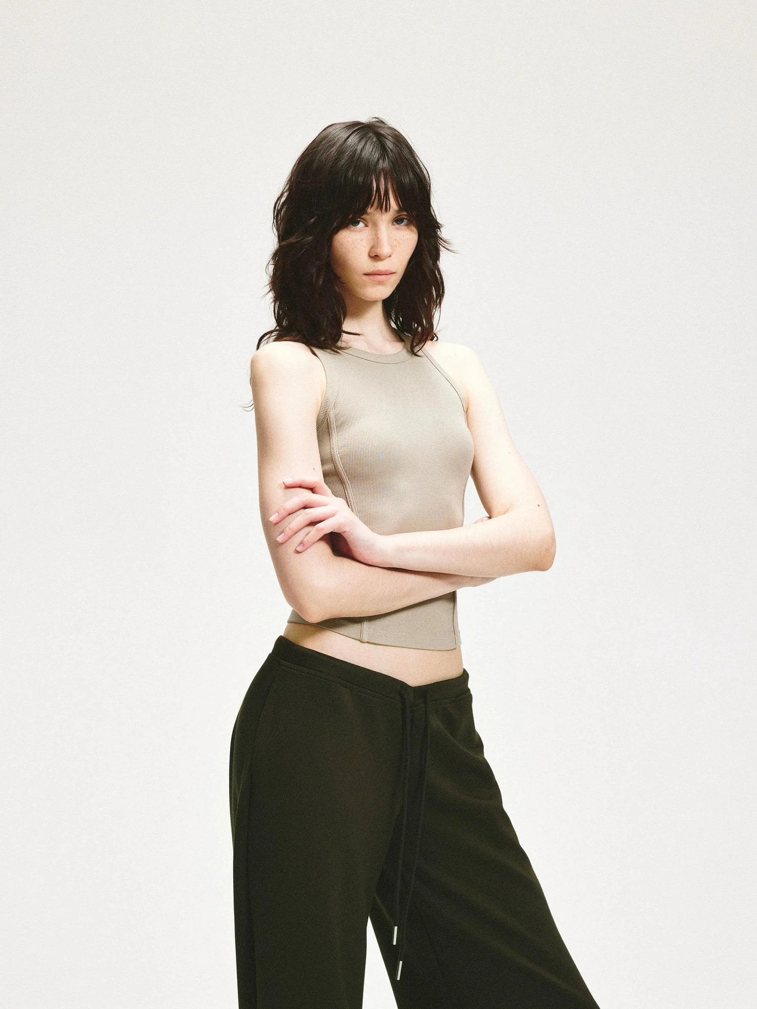 KVKV Yoga Clothing Brand - Gray Wheat Ribbed Yoga Tank Top