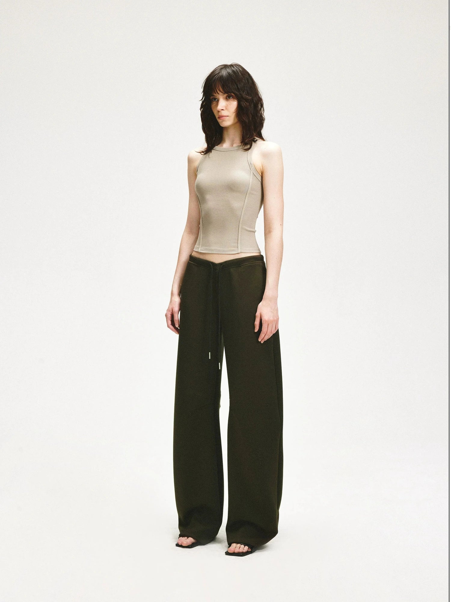 KVKV Yoga Clothing Brand - Gray Wheat Ribbed Yoga Tank Top