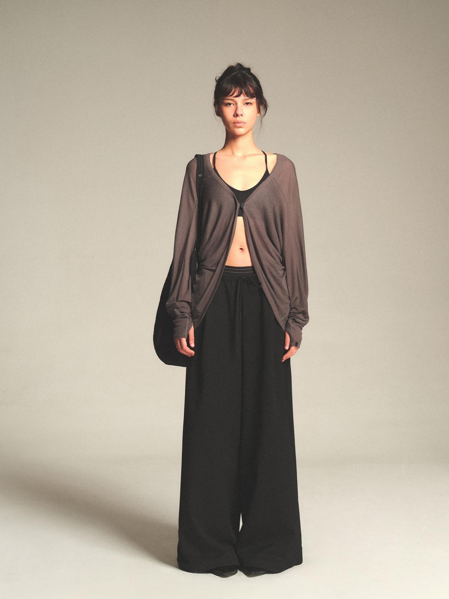 kvkv Grey Textured Semi Sheer Two Way Loose Women&