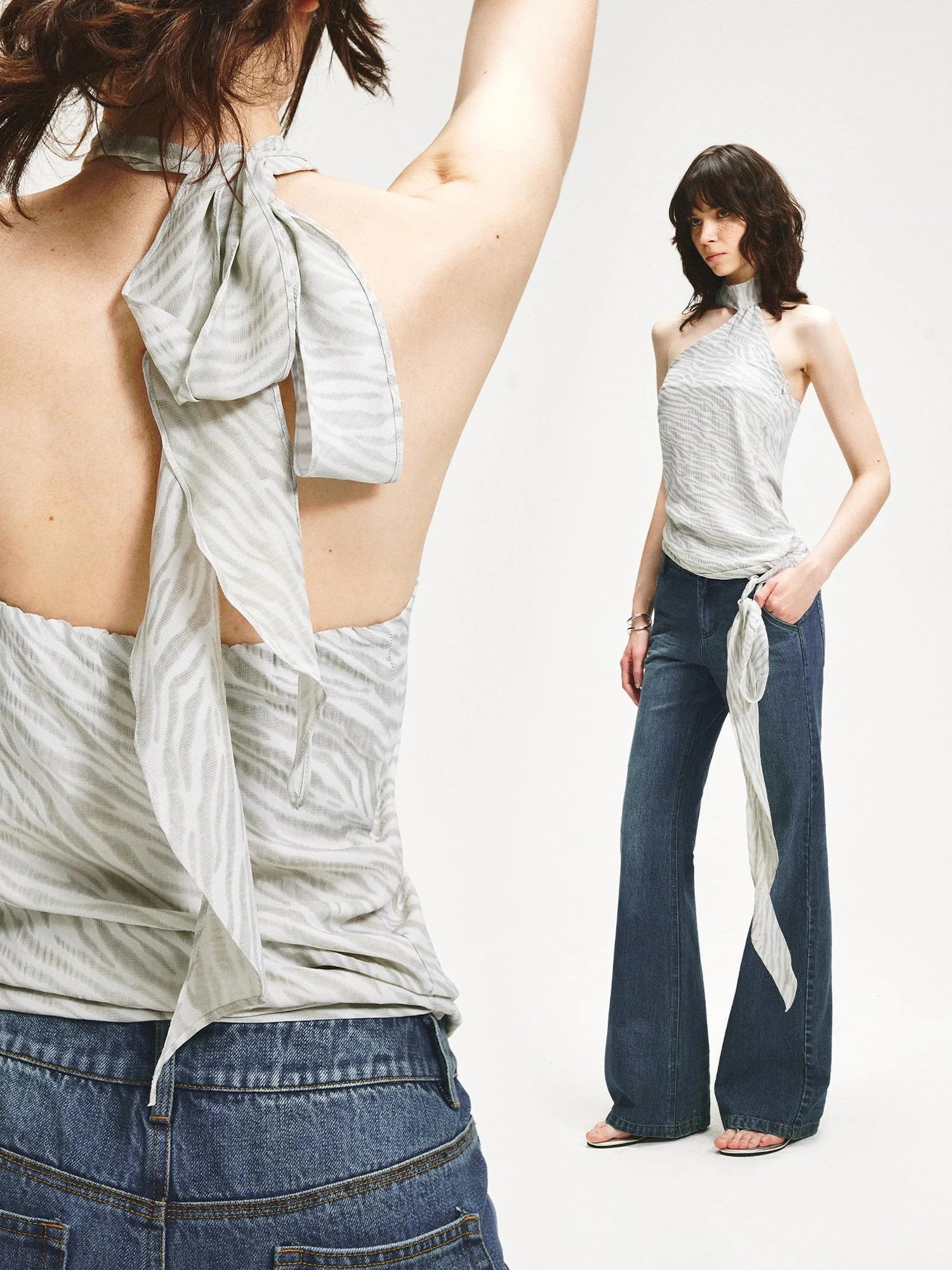 KVKV Yoga Clothing Brand - Halter Neck Sleeveless Vest With Adjustable Tie Belt