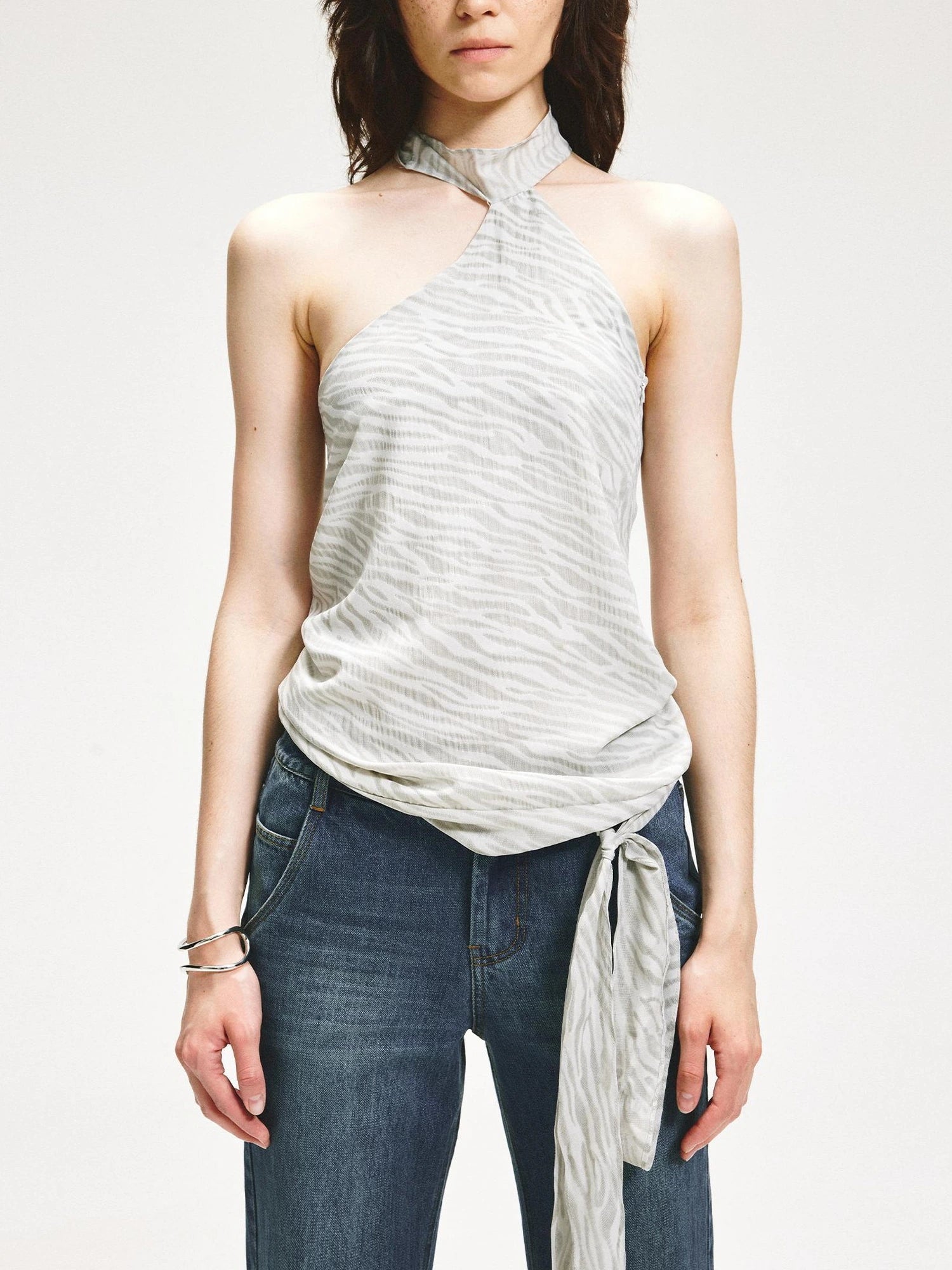 KVKV Yoga Clothing Brand - Halter Neck Sleeveless Vest With Adjustable Tie Belt