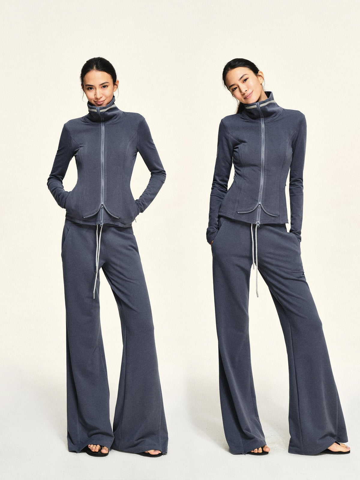 kvkv Haze Blue Multi Wear Structured Lapel Slim Fit Modal Women&