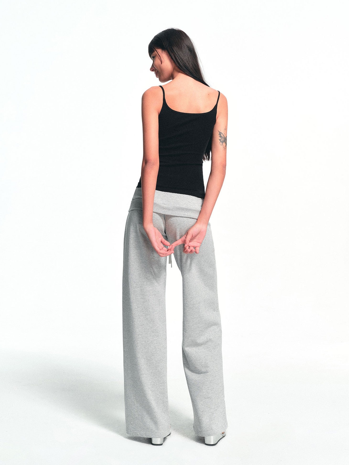 kvkv Heather Gray Double Waistband Drawstring Pocket Wide Leg Women&