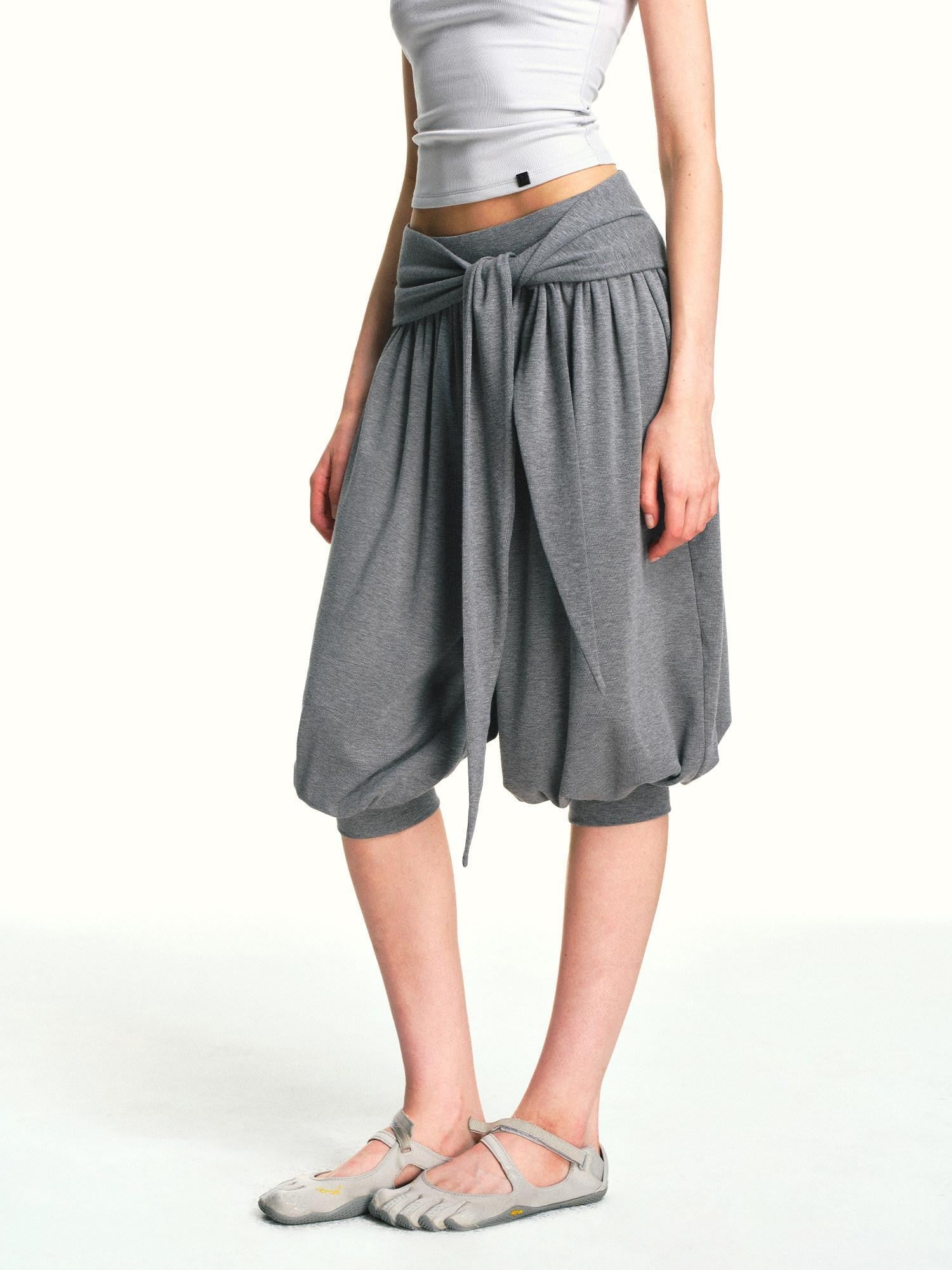 kvkv Heather Grey Pleated Detachable Tie Slub Women&