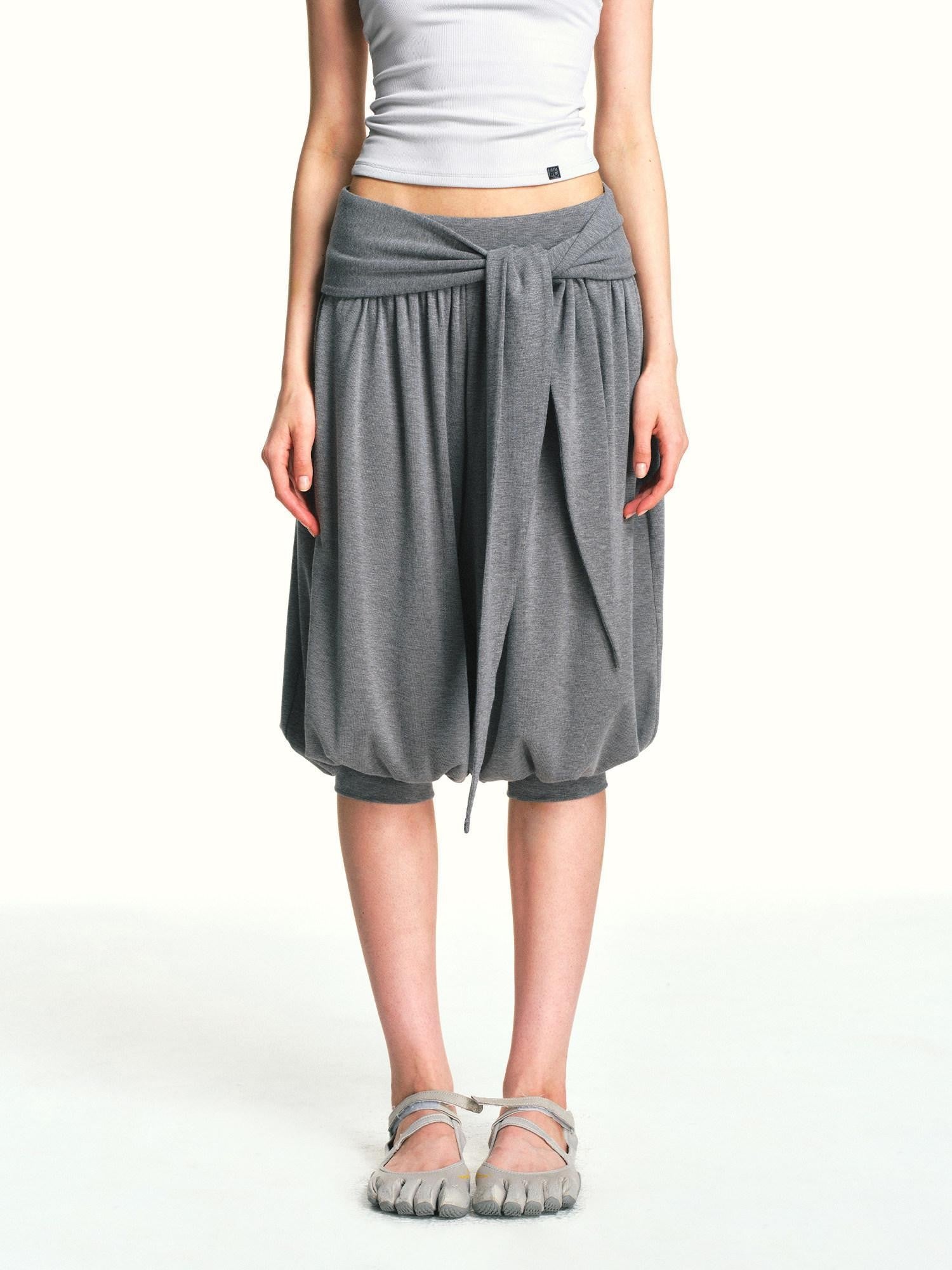 kvkv Heather Grey Pleated Detachable Tie Slub Women&