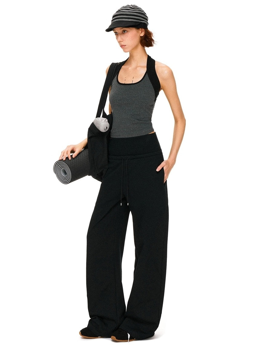 kvkv High Stretch Slim U Neck Strappy Yoga Women Cotton Blend Black Gray Tank Tops