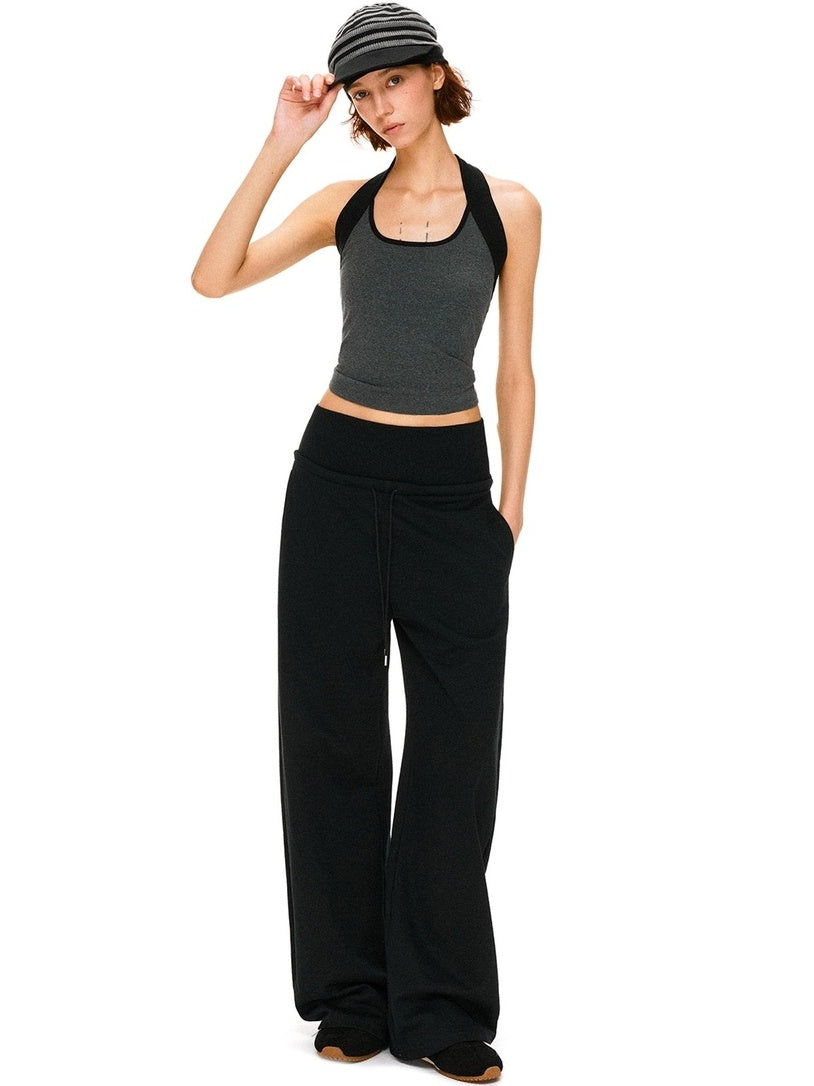 kvkv High Stretch Slim U Neck Strappy Yoga Women Cotton Blend Black Gray Tank Tops