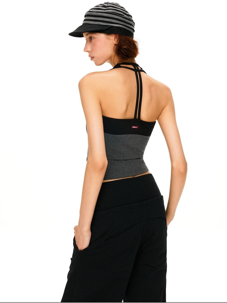 kvkv High Stretch Slim U Neck Strappy Yoga Women Cotton Blend Black Gray Tank Tops