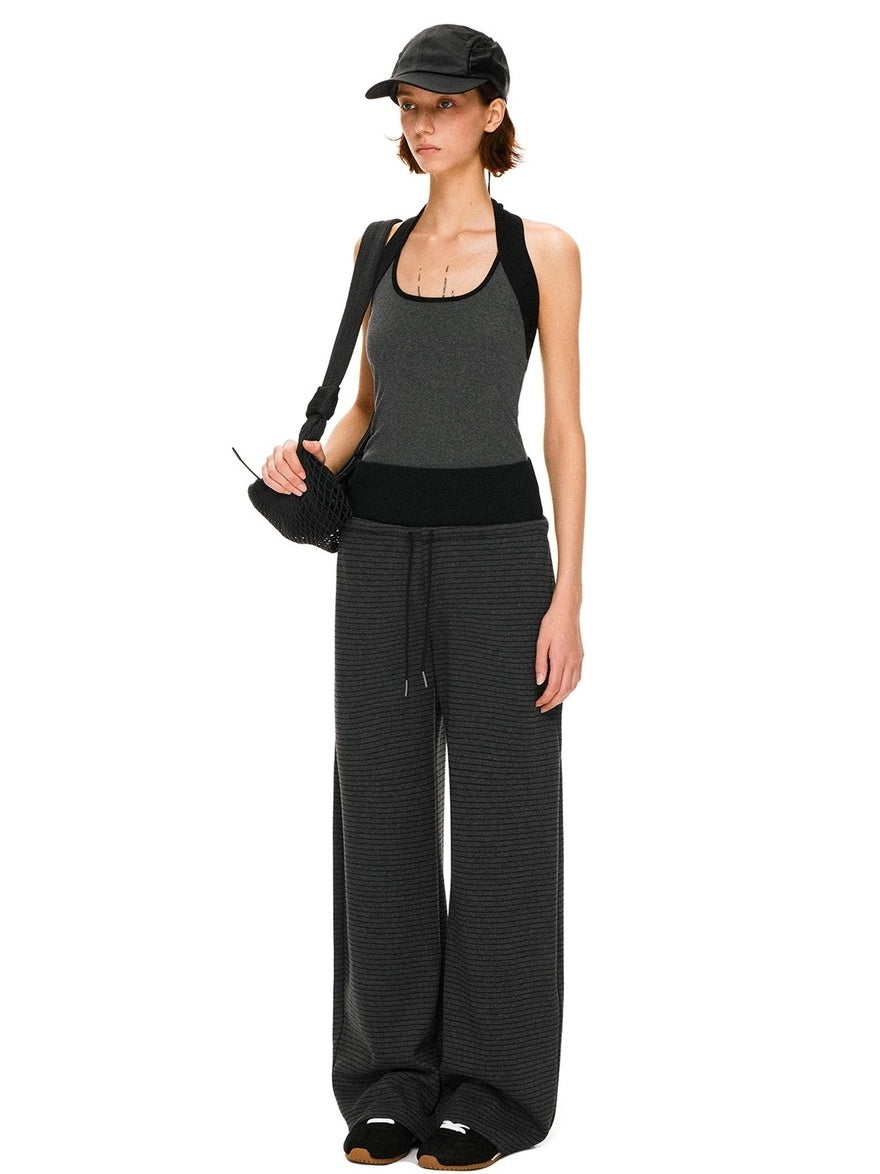 kvkv High Stretch Slim U Neck Strappy Yoga Women Cotton Blend Black Gray Tank Tops