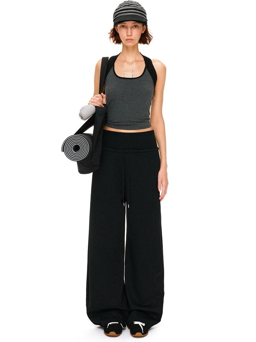 kvkv High Stretch Slim U Neck Strappy Yoga Women Cotton Blend Black Gray Tank Tops